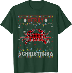 Funny Xmas Lighting Crab Lovers Ugly Christmas Sweater T-Shirt - T-Shirt | Forest
