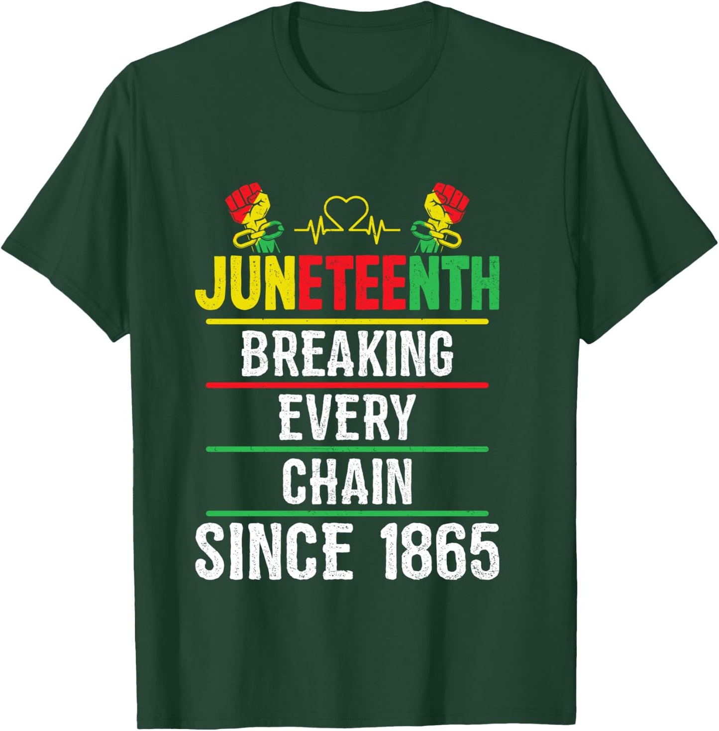 Breaking Every Chain Since 1865 Women Men Juneteenth Freedom T-Shirt - T-Shirt | Forest