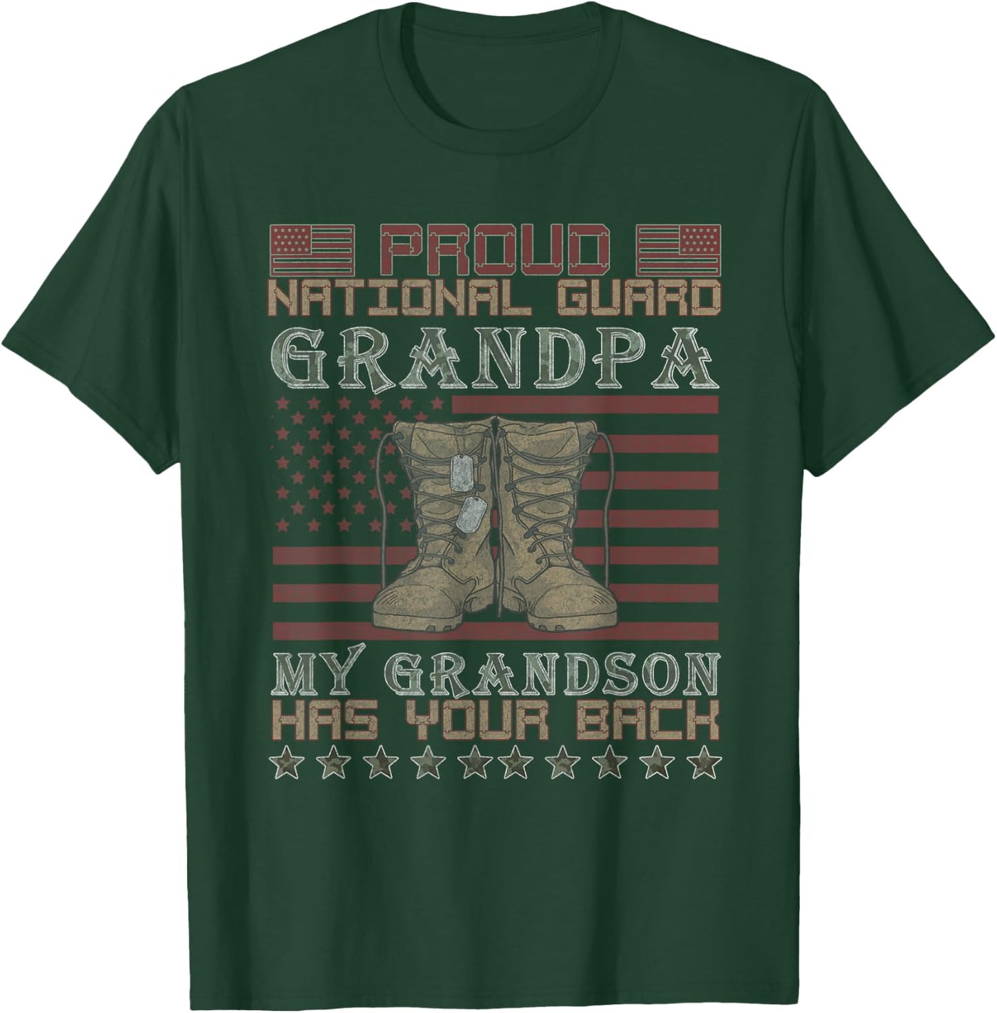 My Grandson Has Your Back Proud National Guard Grandpa T-Shirt - T-Shirt | Forest