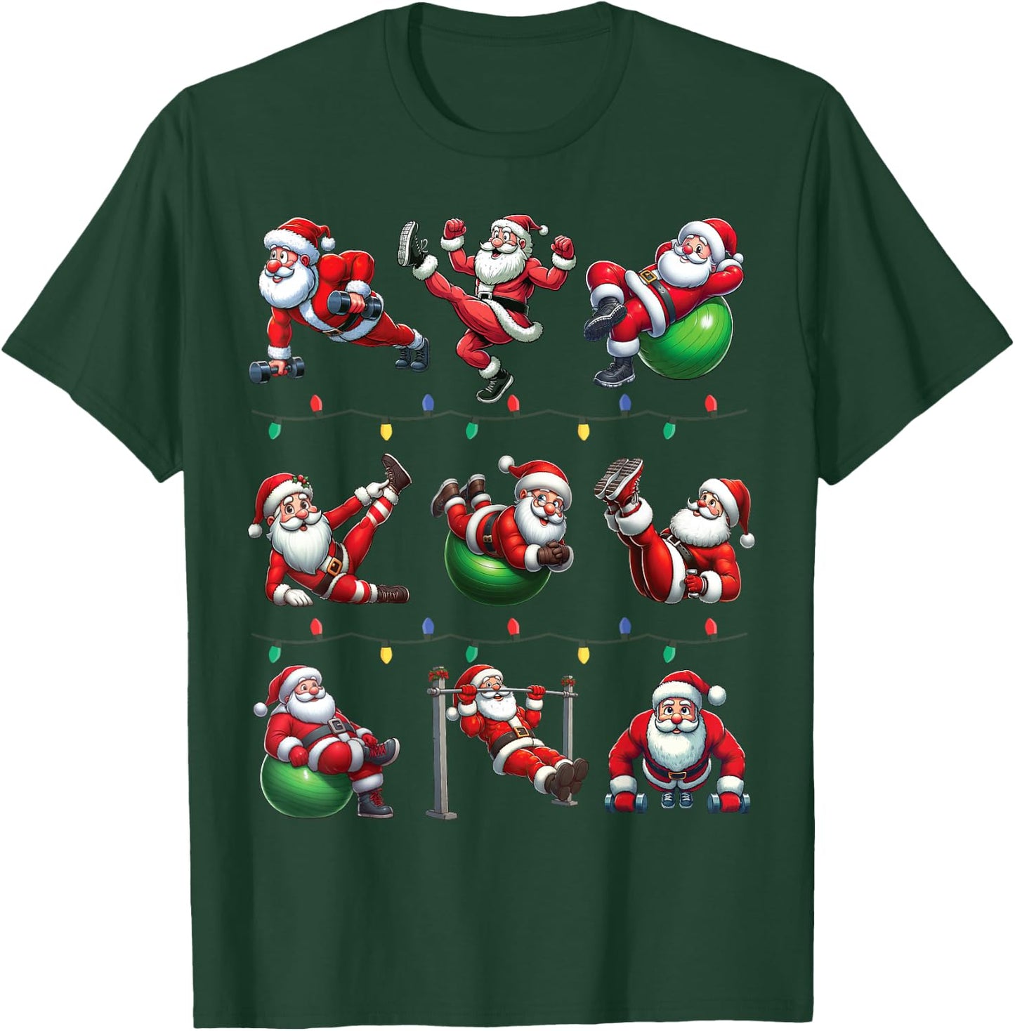 Santa Fitness Collection Gym Workout Weightlifting Christmas T-Shirt - T-Shirt | Forest