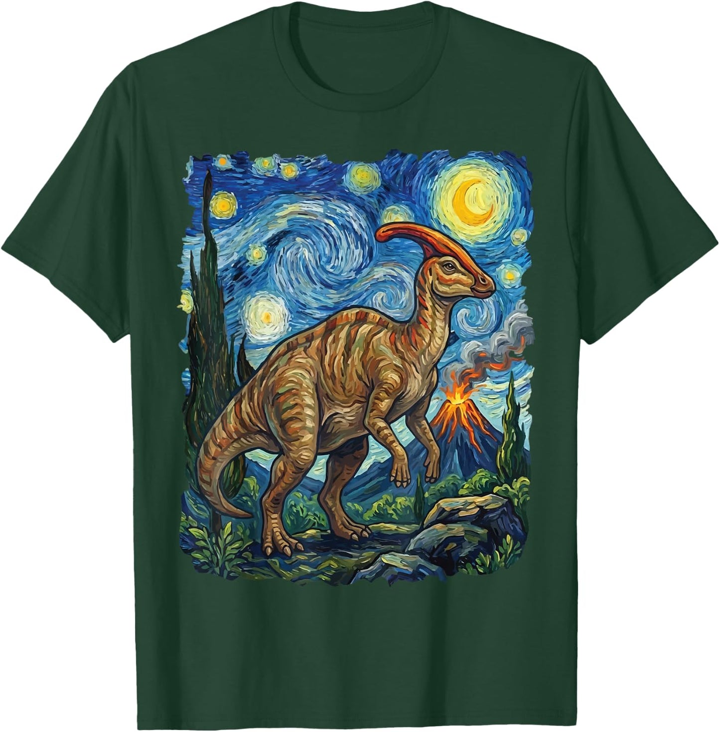 Parasaurolophus Starry Night Parasaur T-Shirt - T-Shirt | Forest