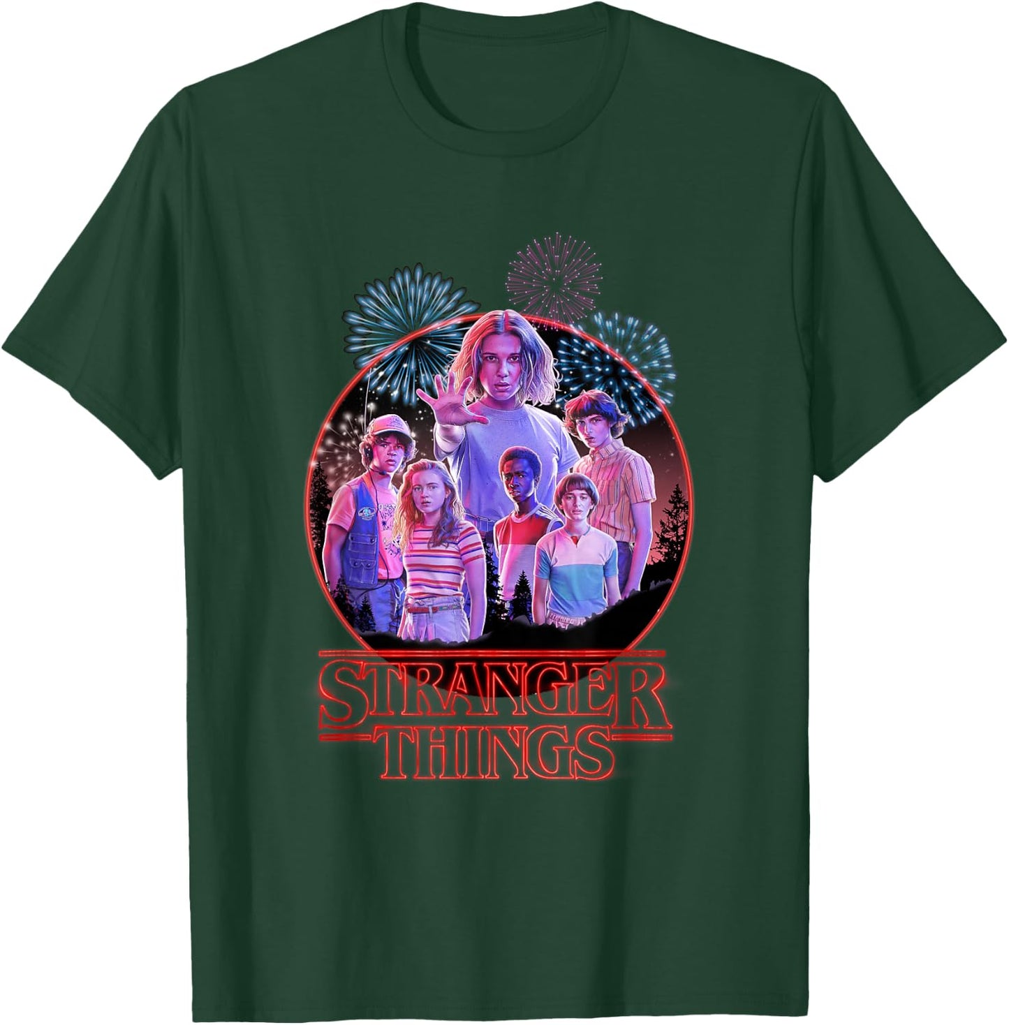 Stranger Things Retro Fireworks The Party Red Logo Poster T-Shirt - T-Shirt | Forest