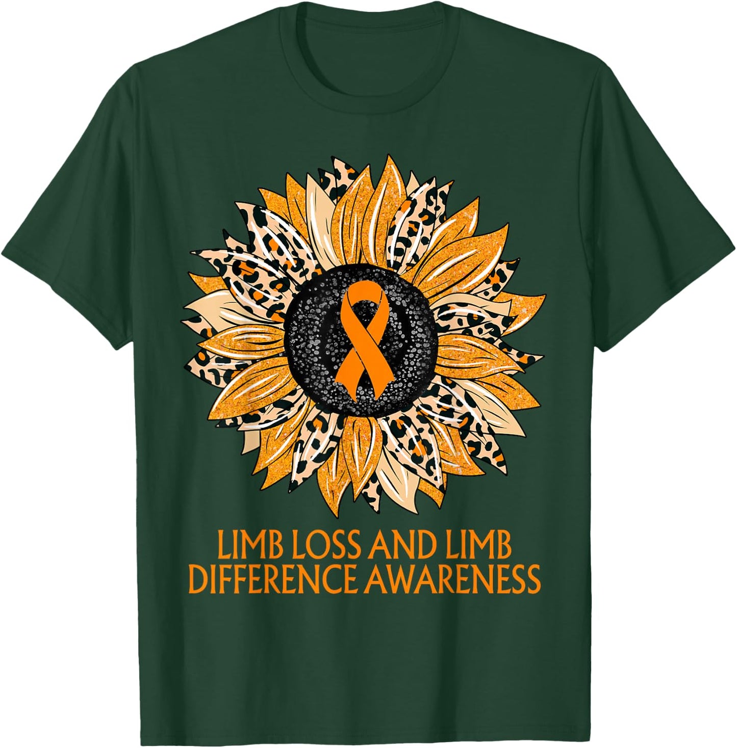 Leopard Sunflower Limb Loss and Limb Difference Awareness T-Shirt - T-Shirt | Forest