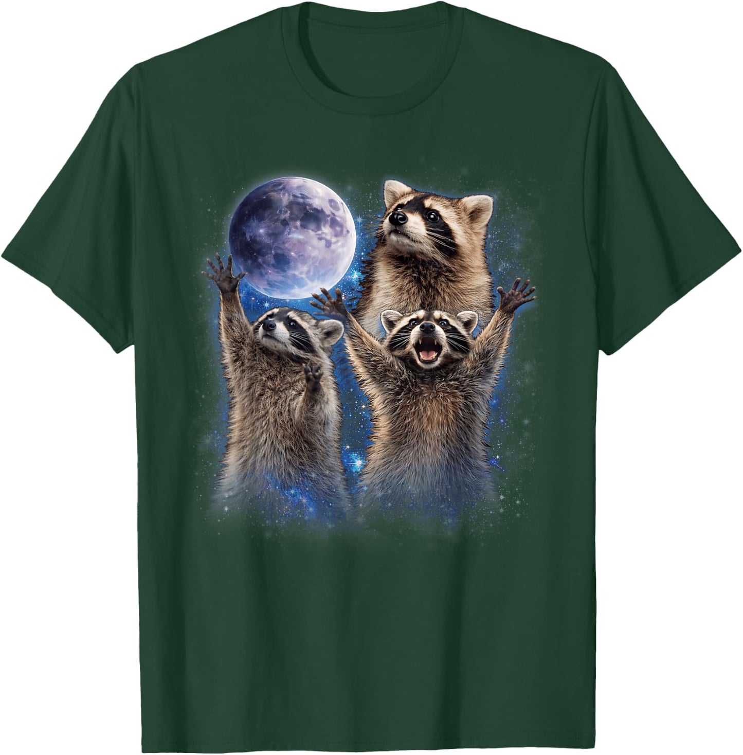 Three Racoon Howling to The Moon Funny Meme Men Women Kid T-Shirt - T-Shirt | Forest