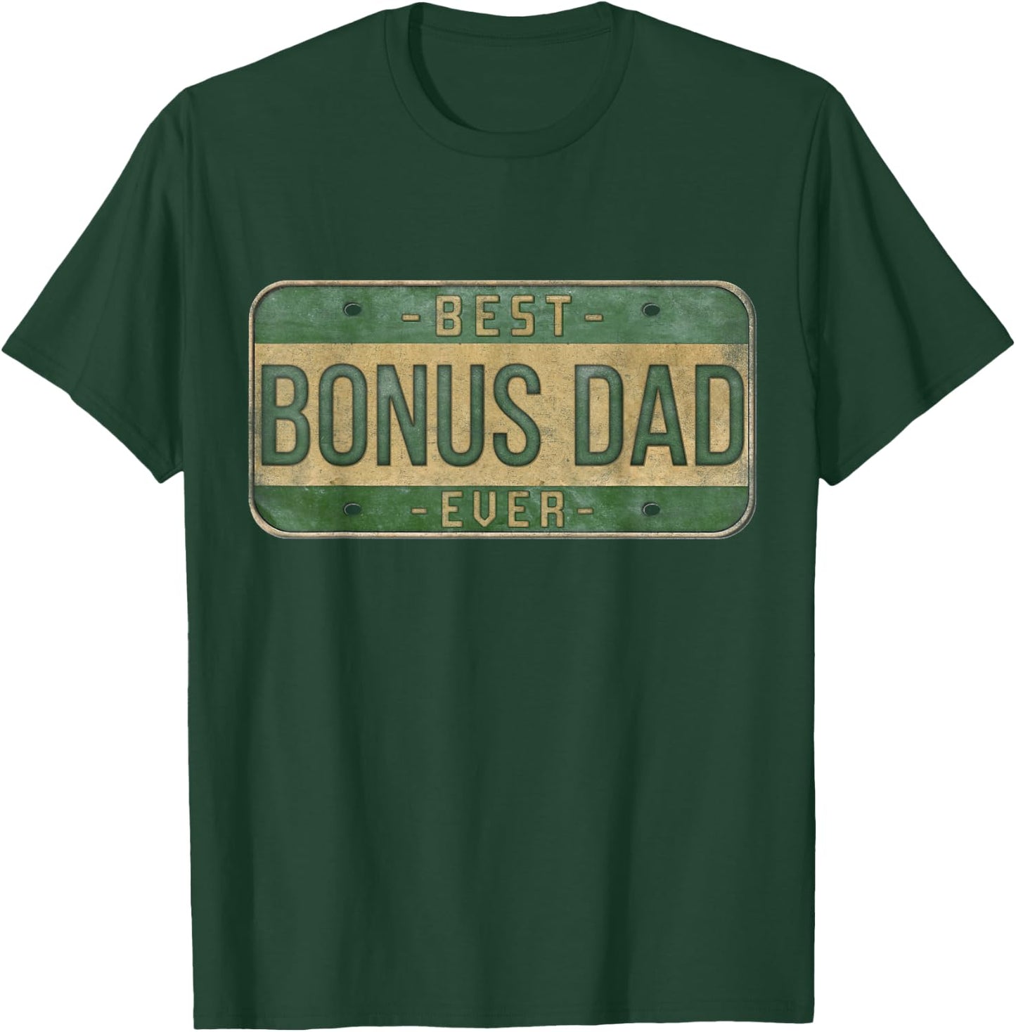 Best Bonus Dad Ever Vintage Car Plate Father's Day Step Dad T-Shirt - T-Shirt | Forest