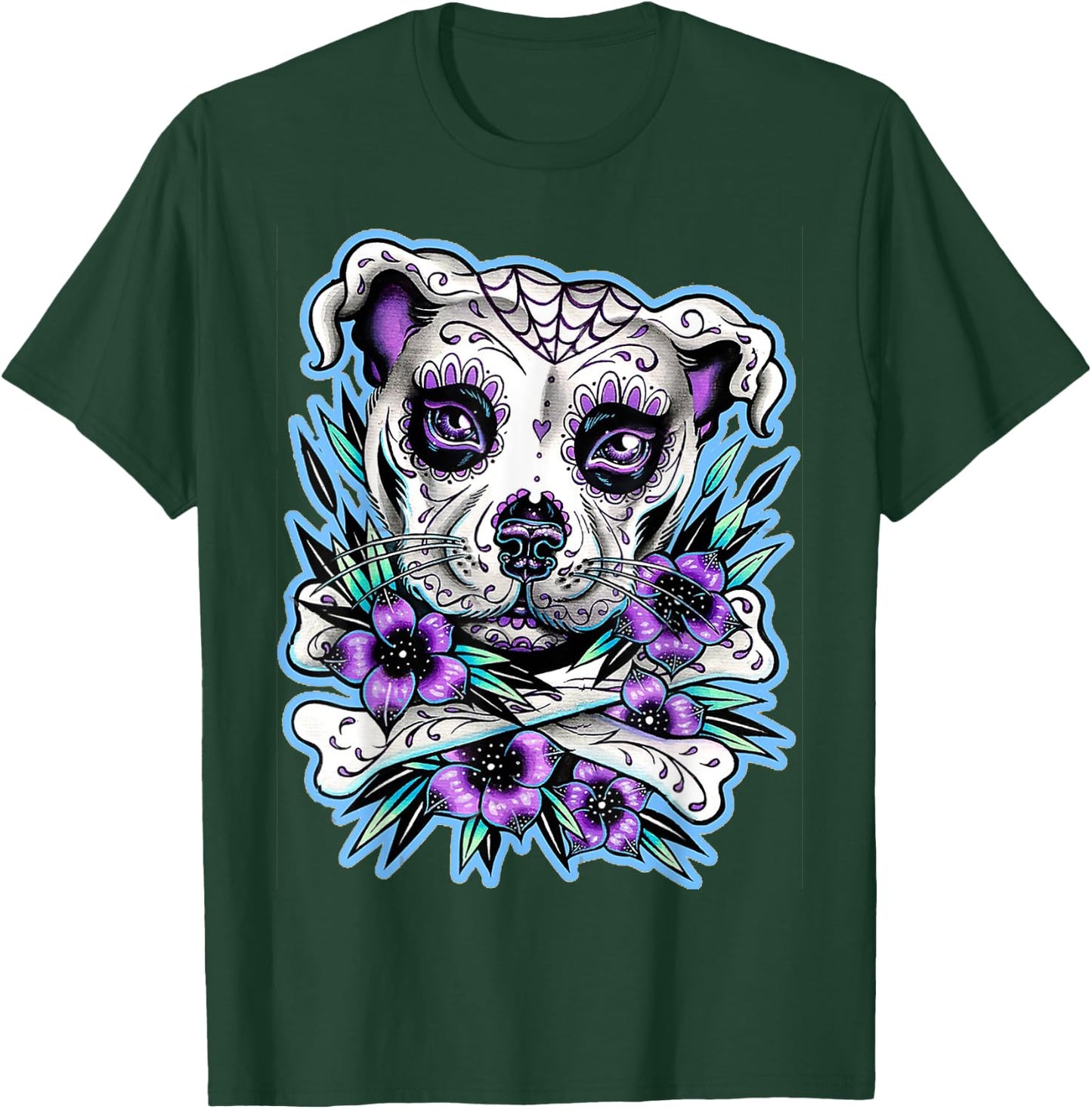 Pitbull Dog Sugar Skull for lovers Dogs Women T-Shirt - T-Shirt | Forest