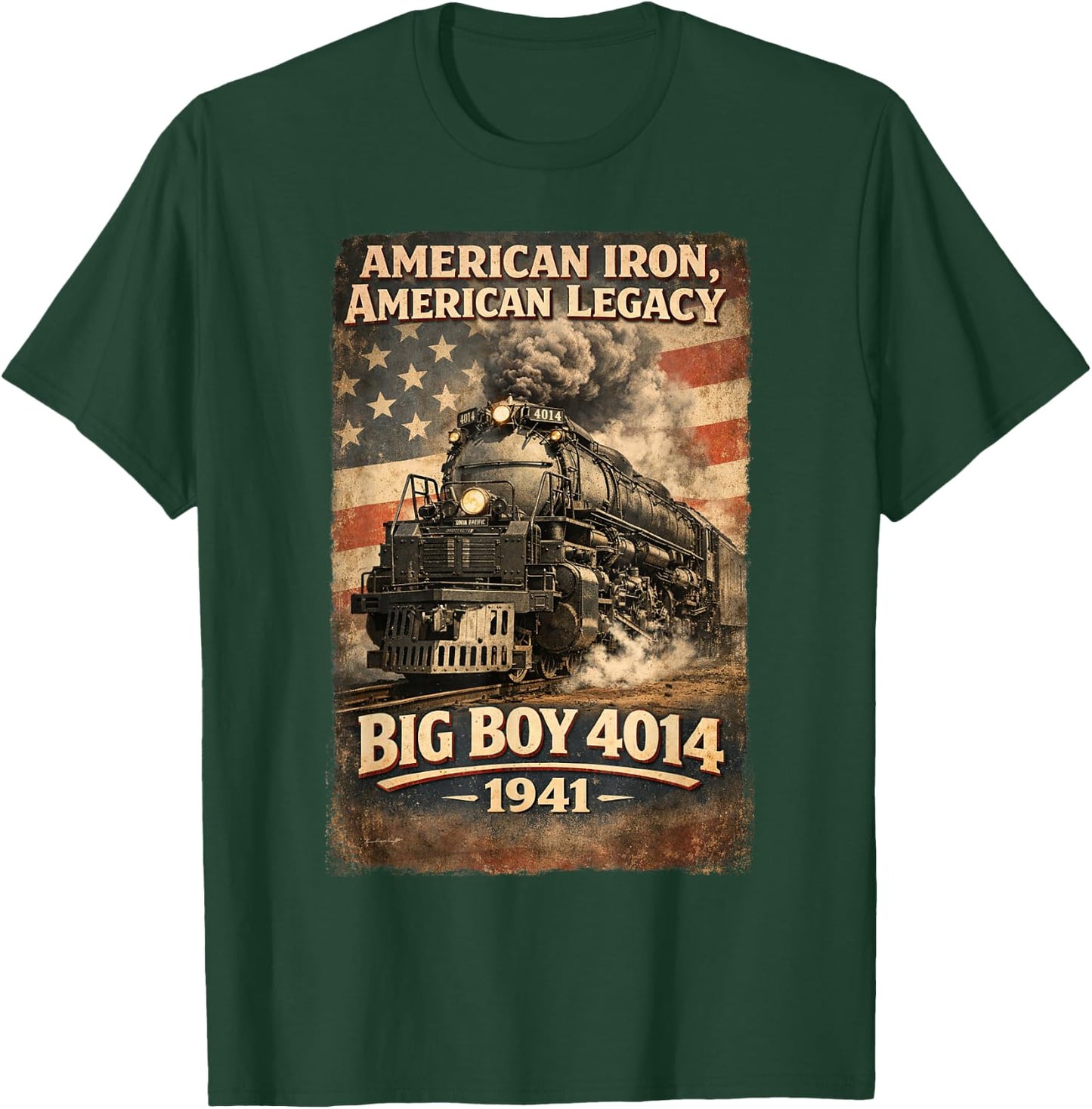 Big Boy 4014 Vintage Steam Locomotive Railroad Train Engine T-Shirt - T-Shirt | Forest