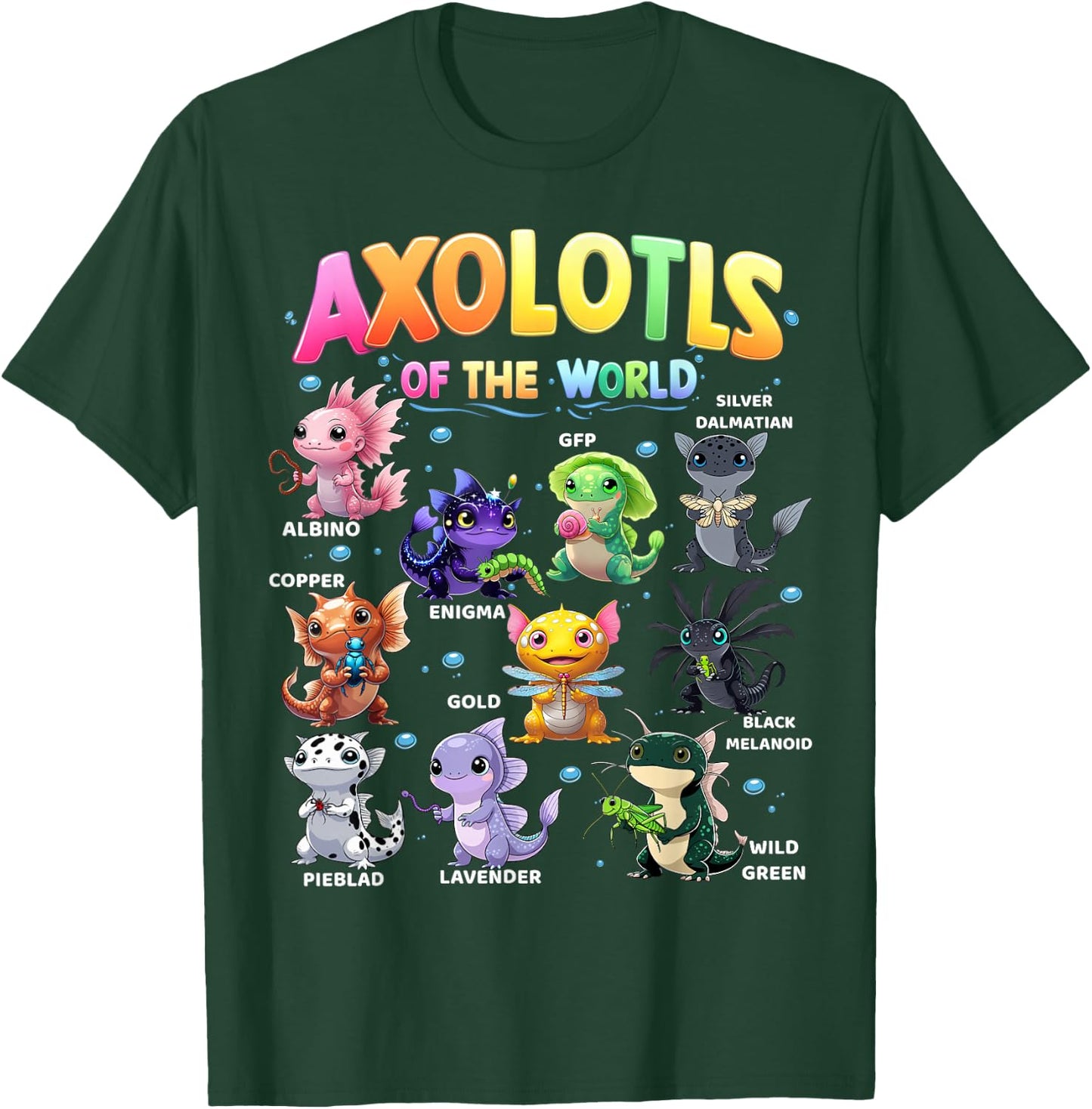 Axolotls Of The World Cute Kawaii Axolotl Men Women Kids T-Shirt - T-Shirt | Forest
