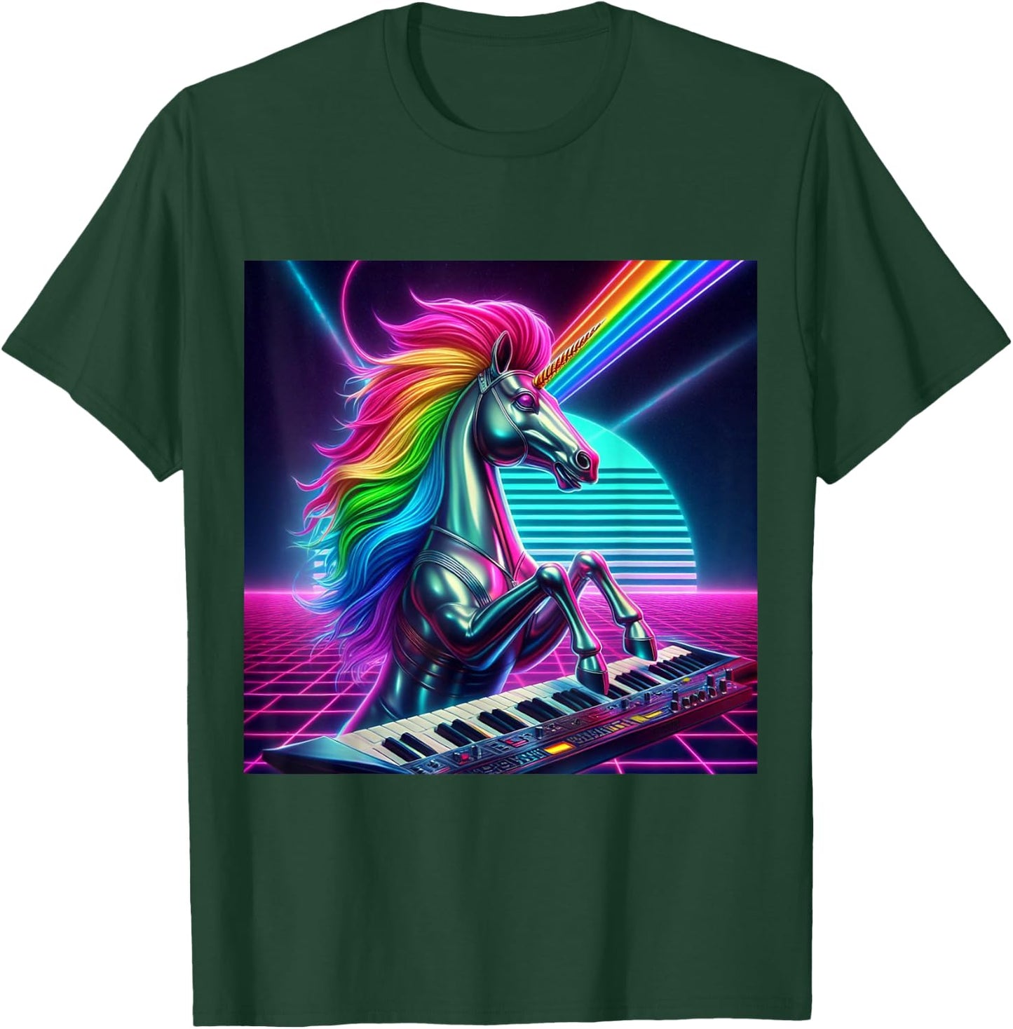 1980s Retro Chrome unicorn T-Shirt - T-Shirt | Forest