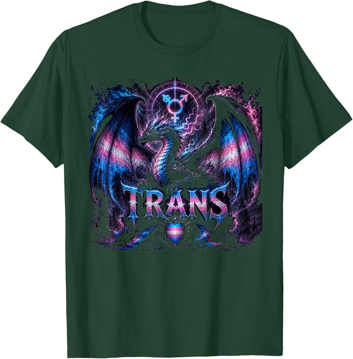 Trans Dragon Cute Fantasy Castle Tower Trans Rights Women T-Shirt - T-Shirt | Forest