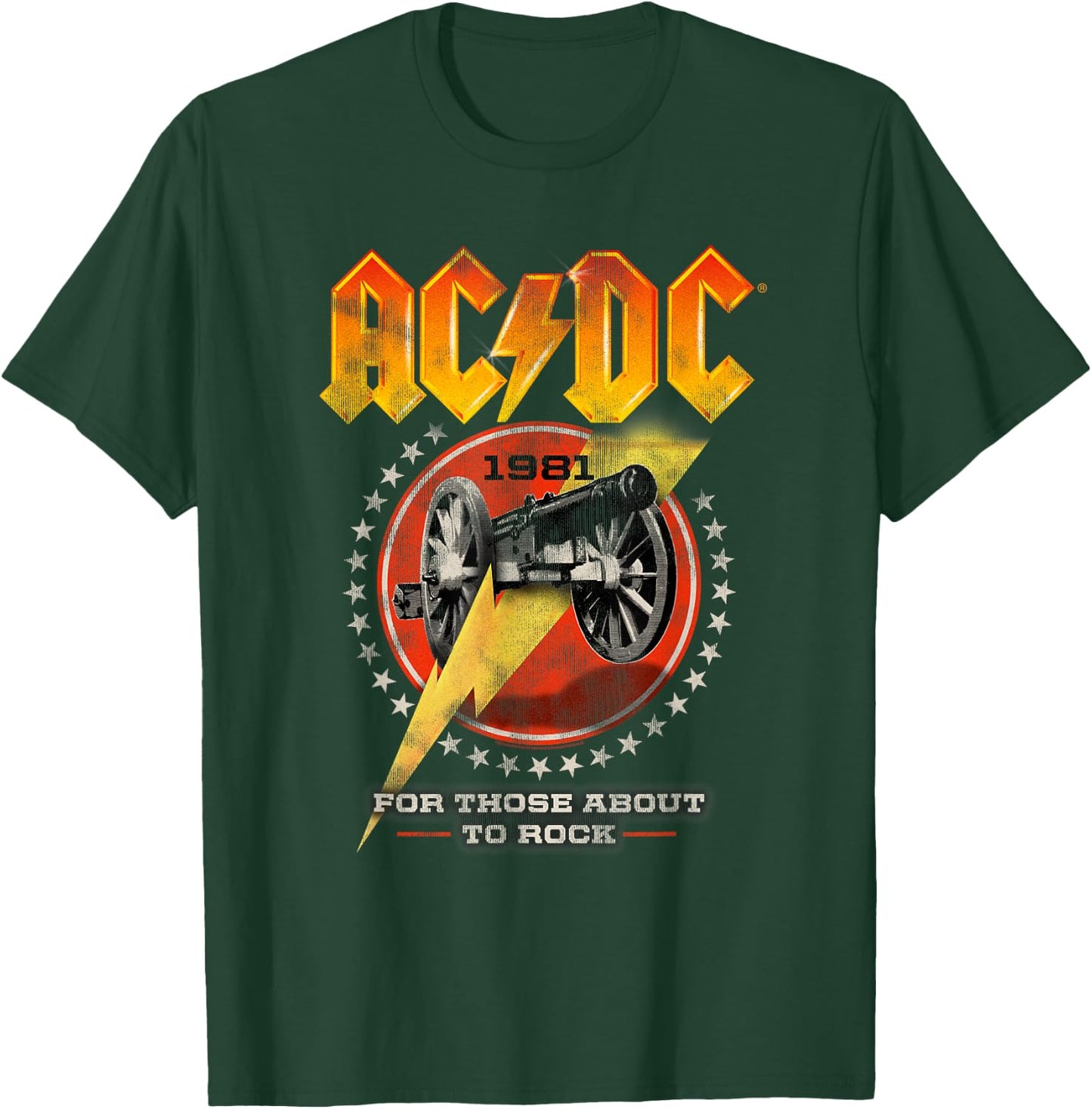AC/DC For Those About To Rock Distressed Cannon And Stars T-Shirt - T-Shirt | Forest