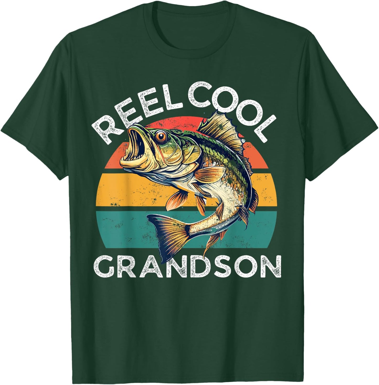Fishing Reel Cool Grandson Fathers Day Funny Bass Son T-Shirt - T-Shirt | Forest