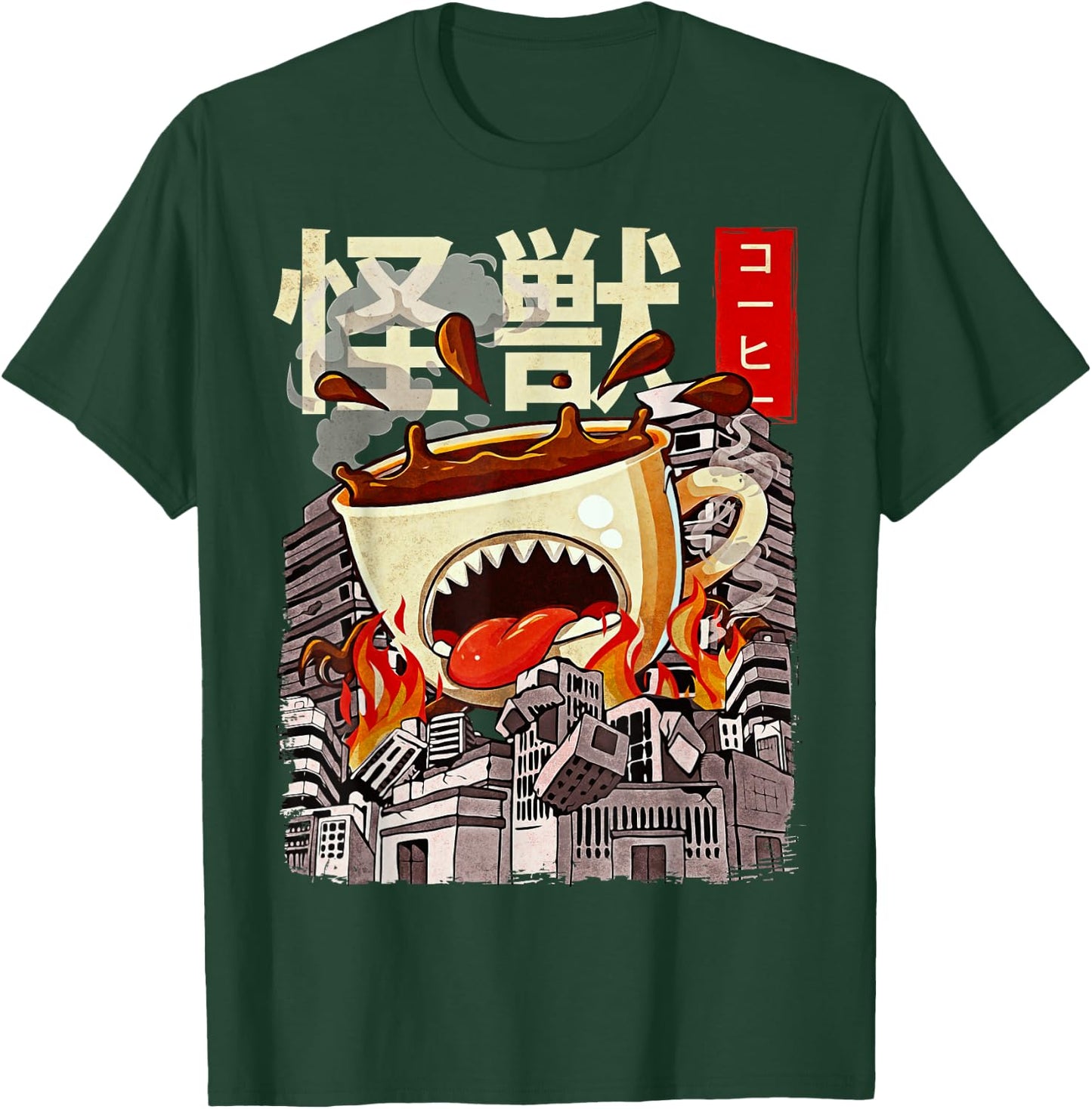 Kaiju Coffee Japanese Anime Monster Caffeine T-Shirt - T-Shirt | Forest