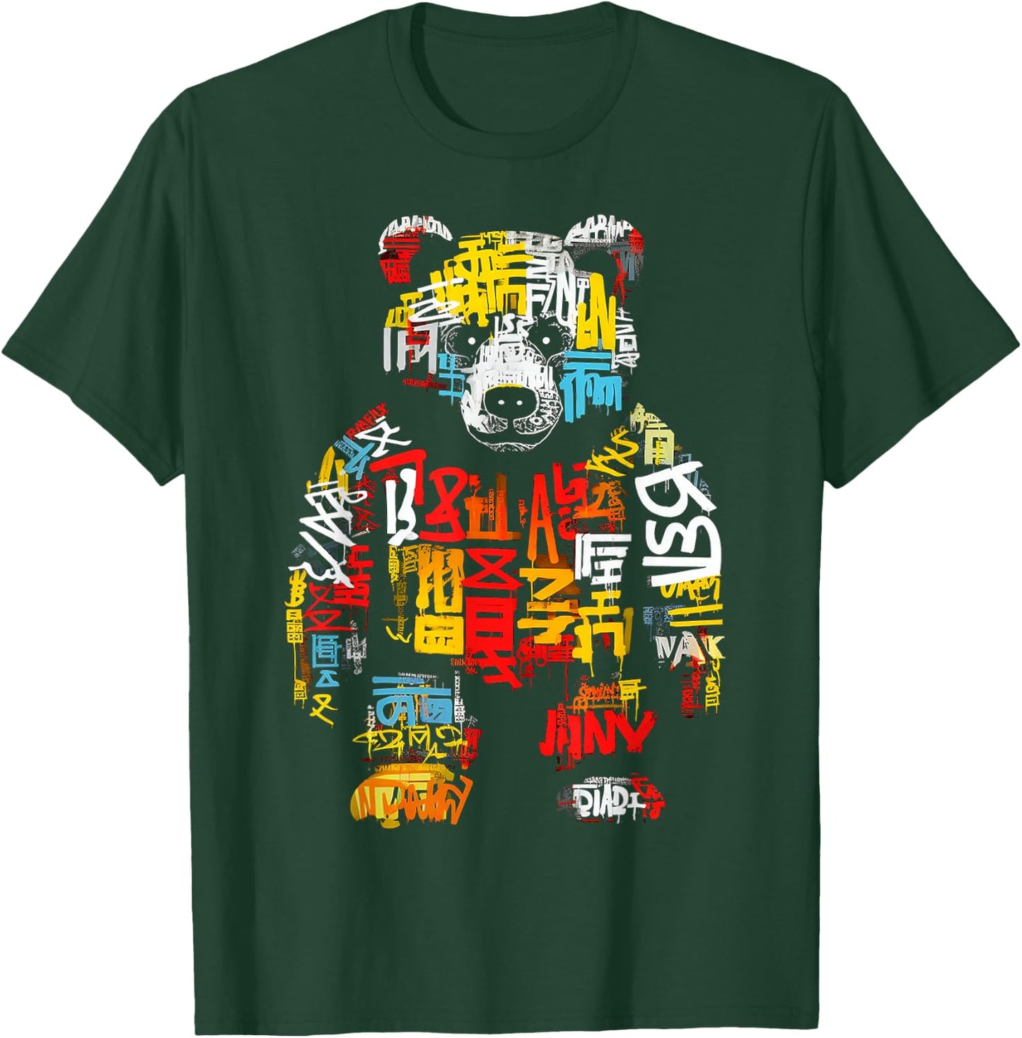 Bärentext Abstrakte Bunte Tierkunst Bär T-Shirt - T-Shirt | Forest