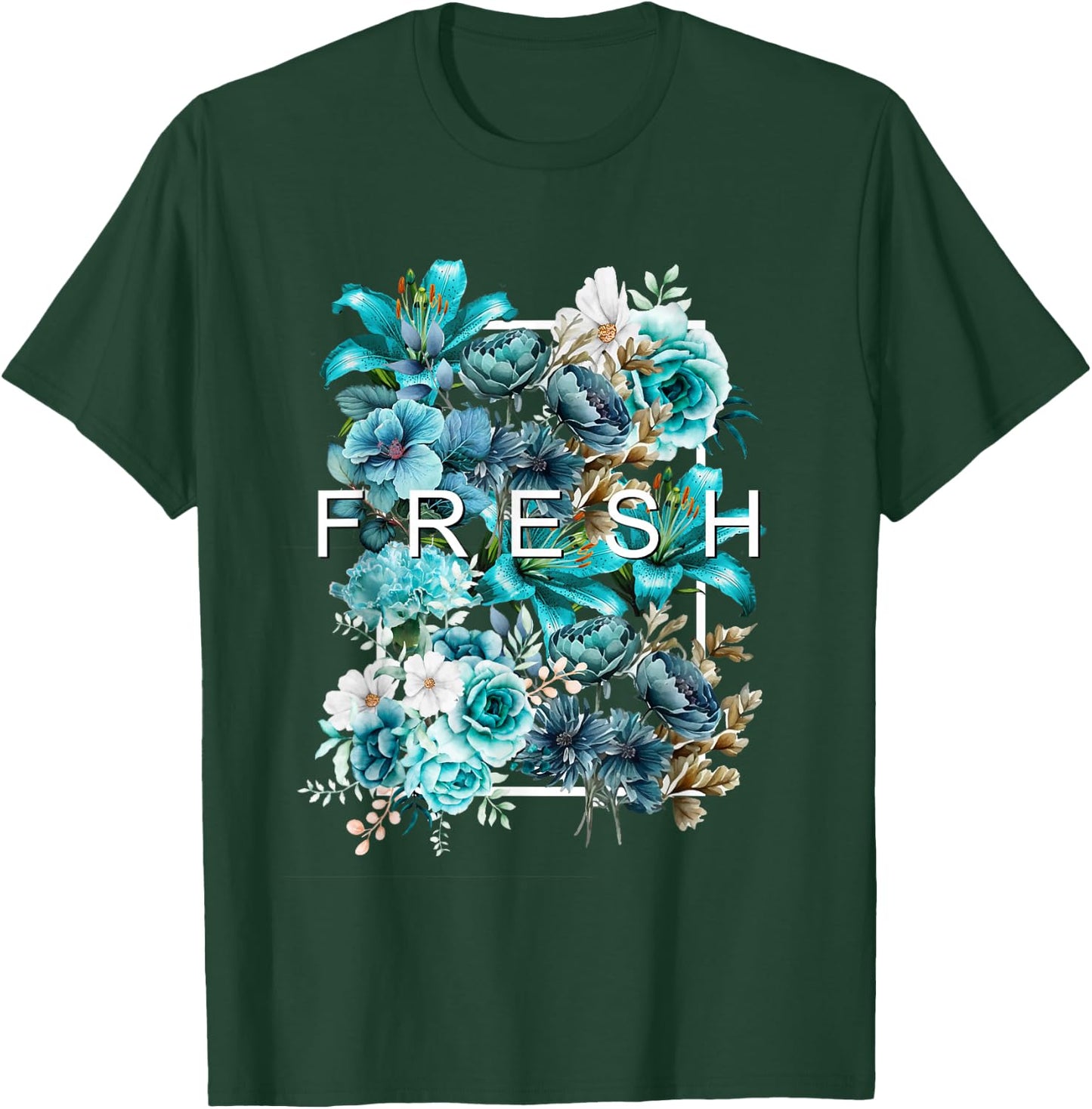 Teal Aqua Fresh BloomTeal Aqua Graphic T-Shirt - T-Shirt | Forest