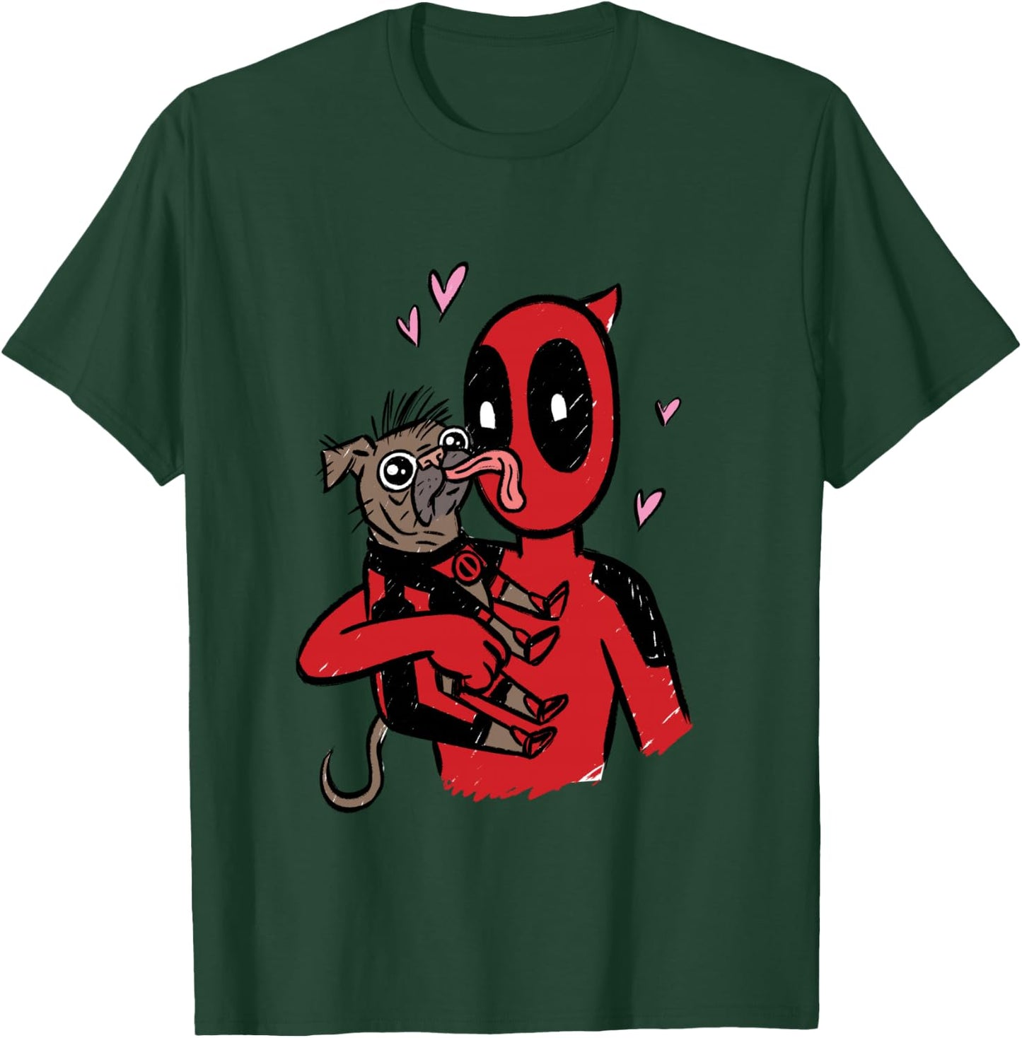 Marvel Deadpool & Wolverine Dogpool Doggy Kisses Doodle T-Shirt - T-Shirt | Forest