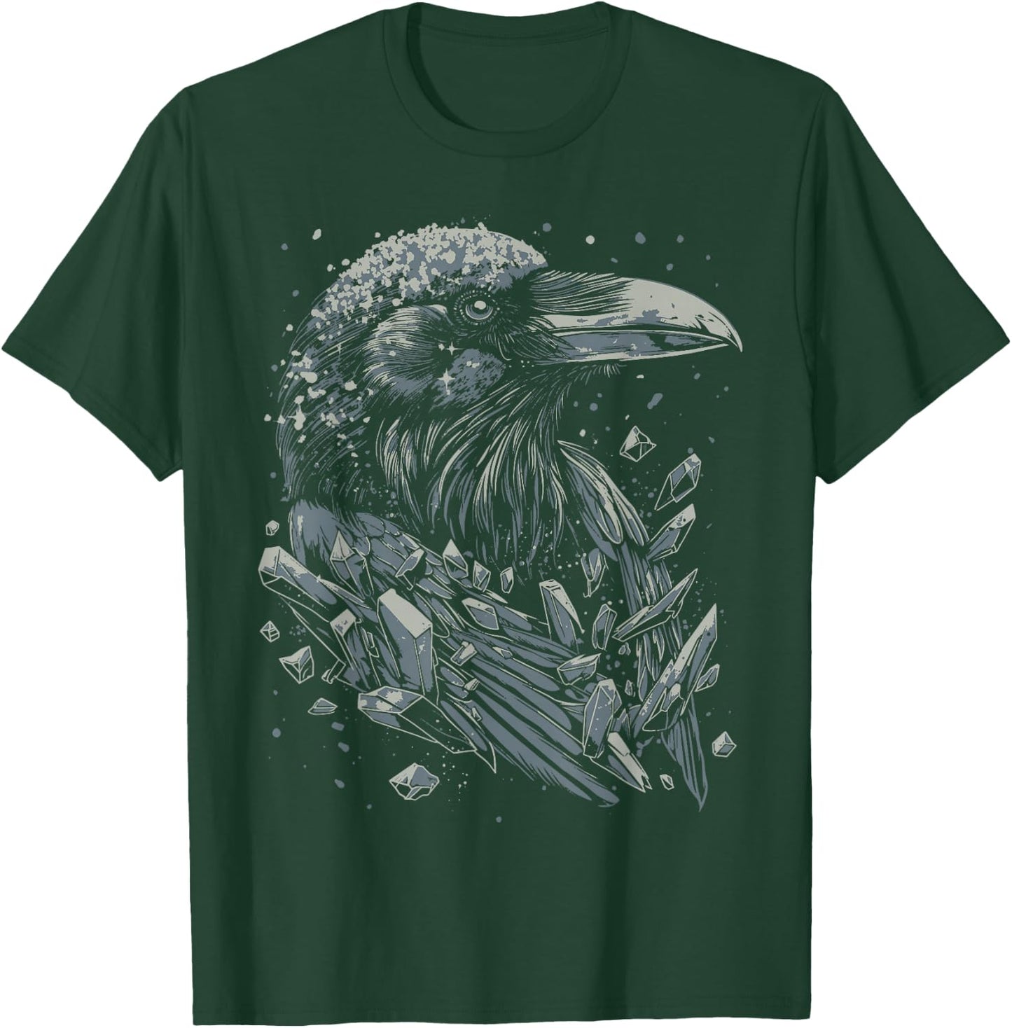 Crystal Raven | Pastel Goth Dark Academia Goblincore Witchy T-Shirt - T-Shirt | Forest