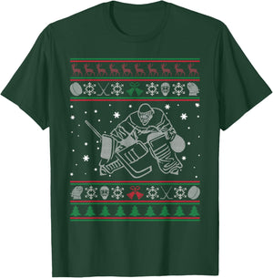 Men Women Hockey Goalie Ugly Christmas Sweater, Gift T-Shirt - T-Shirt | Forest