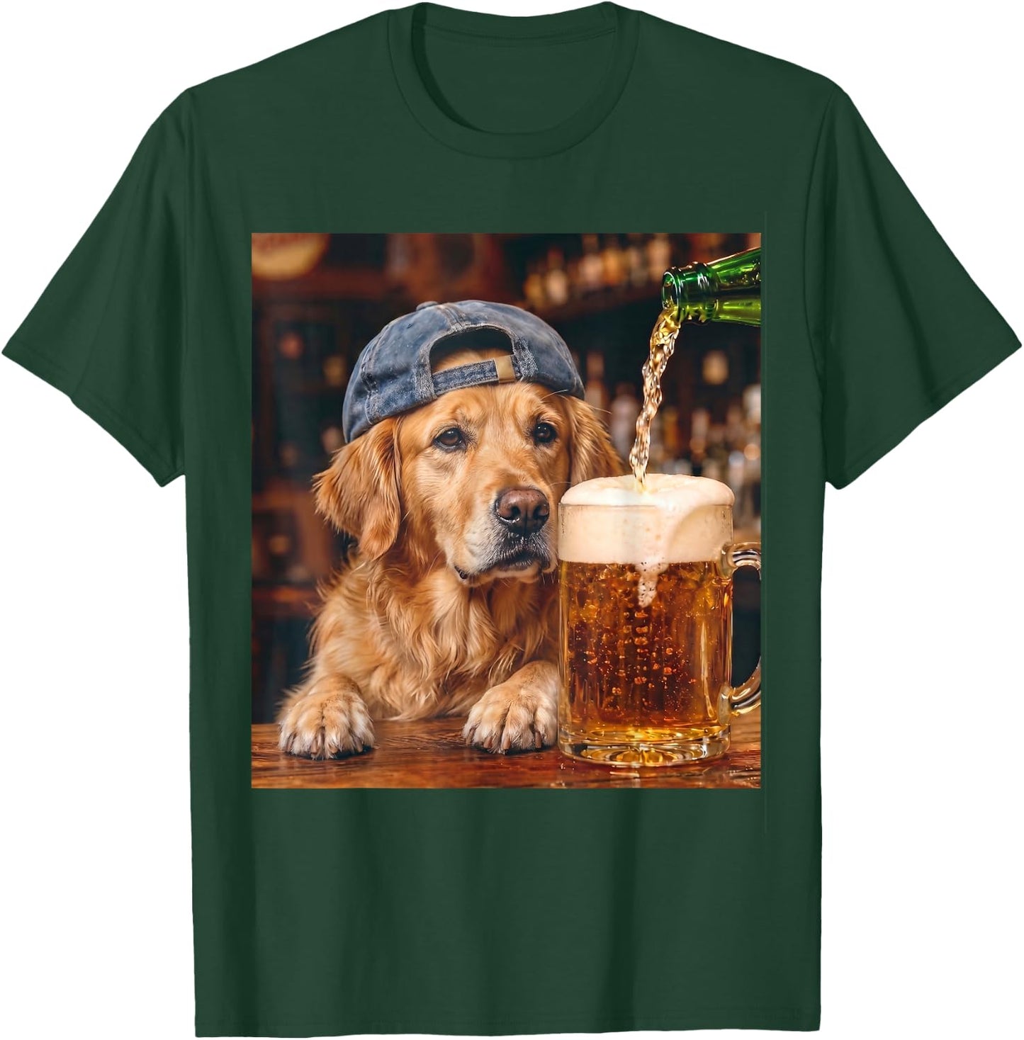 Golden Retriever Drinking Beer Funny Dog Meme T-Shirt - T-Shirt | Forest