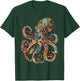 Octopus Floral Vintage Flowers Octopus Octopus Diving T-Shirt - T-Shirt | Forest