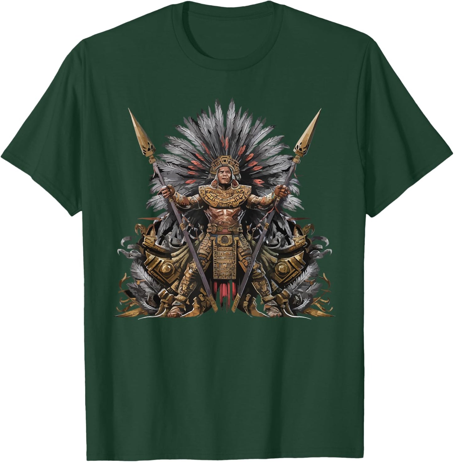 Aztec Warrior Mayan Indigenous Mexican Aztec Jaguar T-Shirt - T-Shirt | Forest