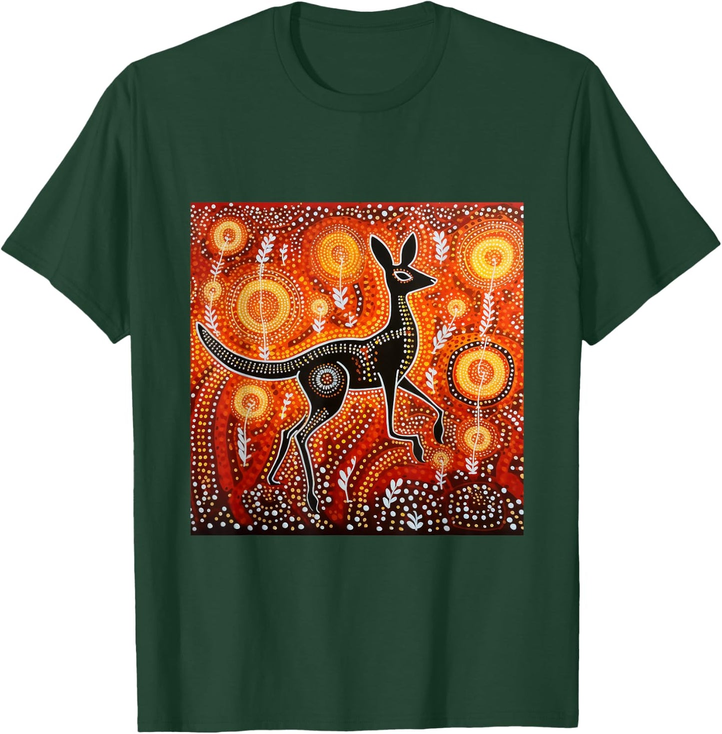 Australian Aboriginal Dot Painting Kangaroo T-Shirt - T-Shirt | Forest
