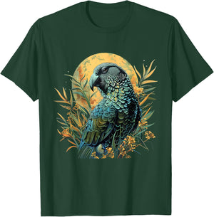 Kakapo Parrot Drawing Moon Artwork Nature Kakapo Lover T-Shirt - T-Shirt | Forest