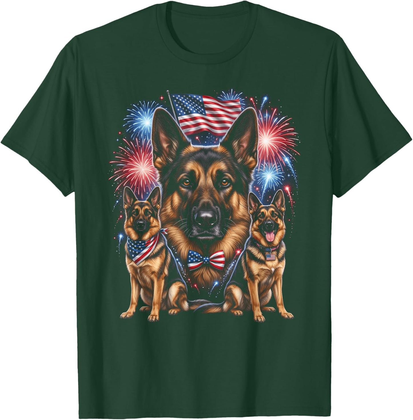 Patriotic German Shepherd 4th of July T-Shirt - T-Shirt | Forest