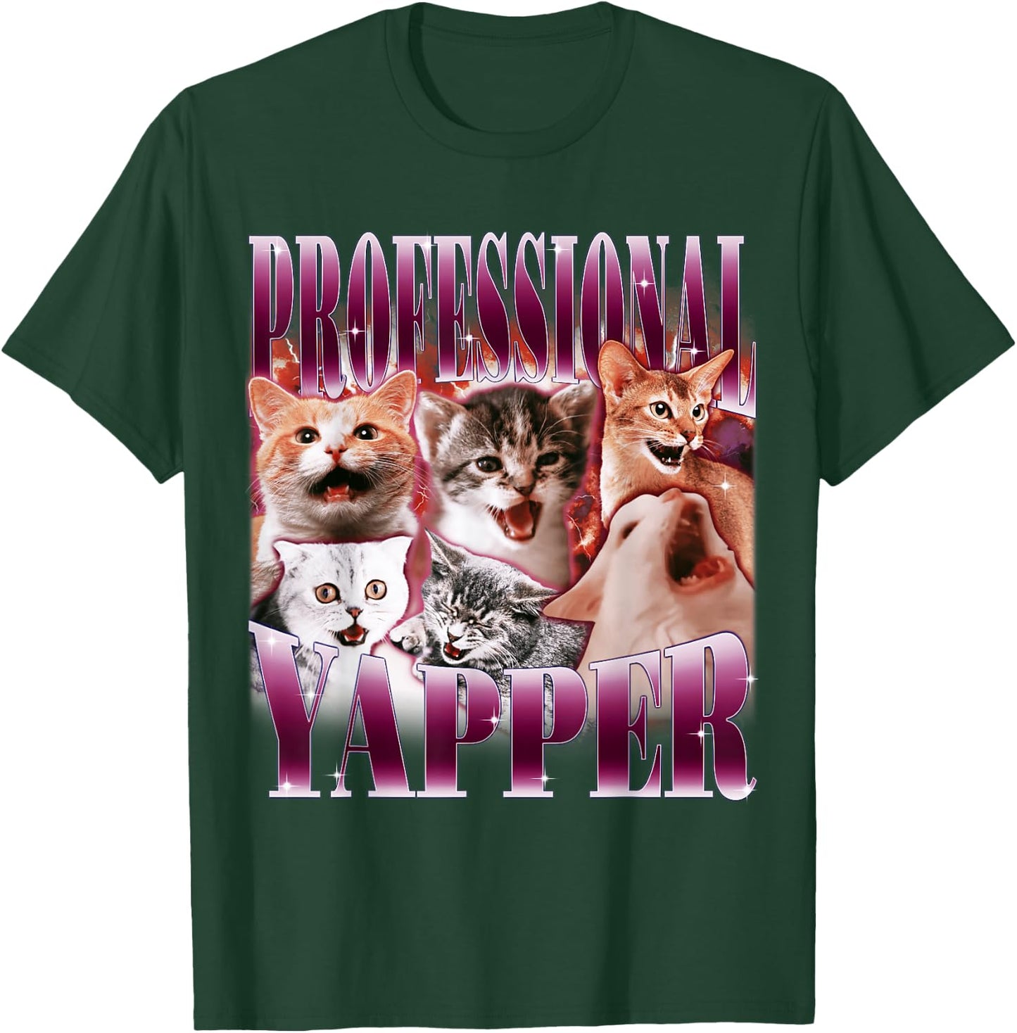 Professional Yapper Cat Funny Weird Specific Meme , black T-Shirt - T-Shirt | Forest