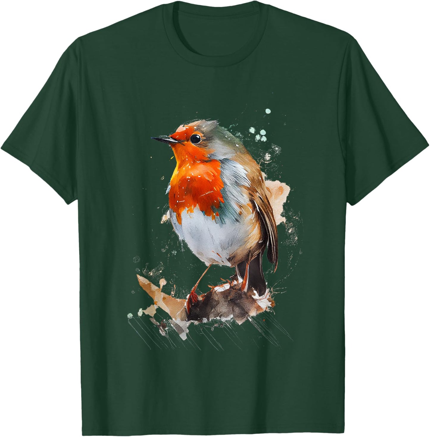 Rotkehlchen buntes Design T-Shirt - T-Shirt | Forest