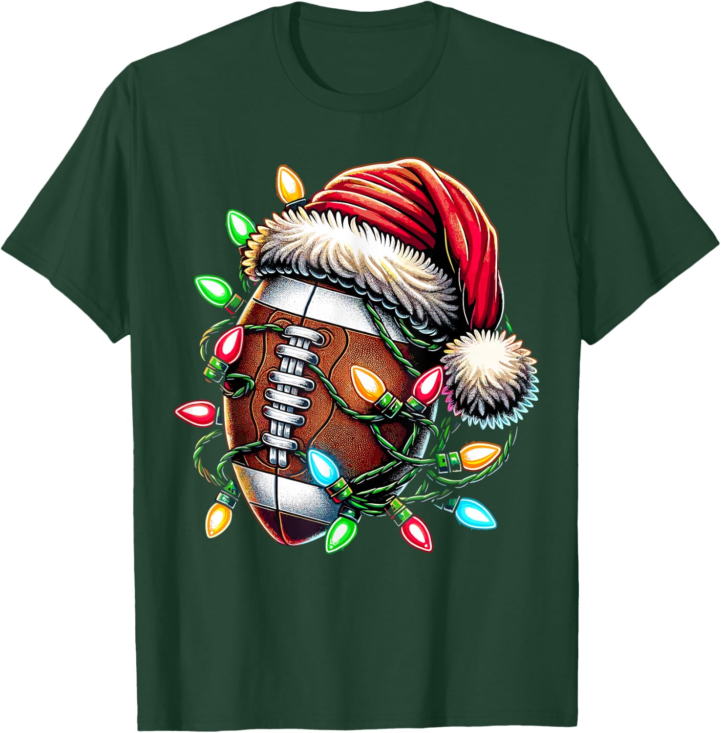Christmas Football Player Santa T-Shirt - T-Shirt | Forest