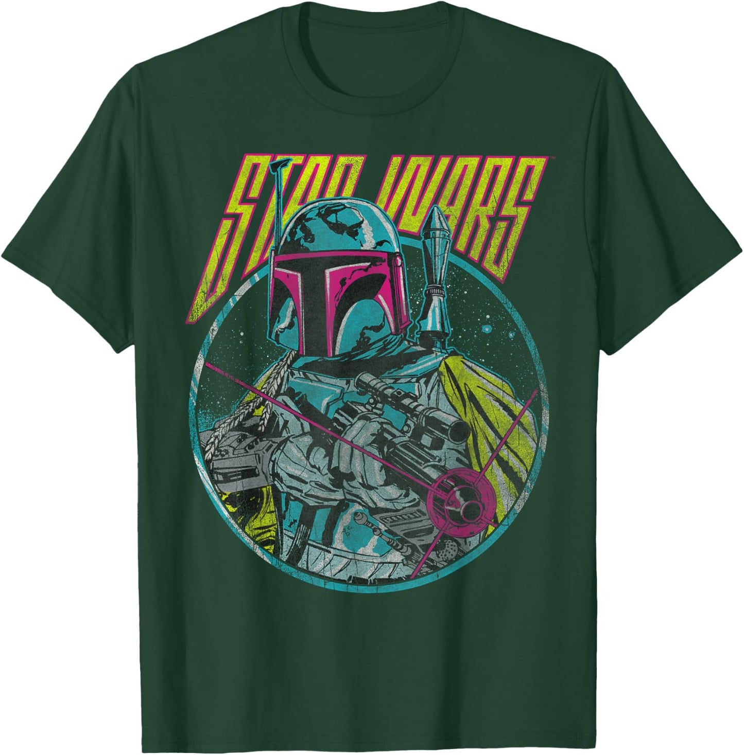 Star Wars Boba Fett Neon Blaster Vintage Disney+ T-Shirt - T-Shirt | Forest