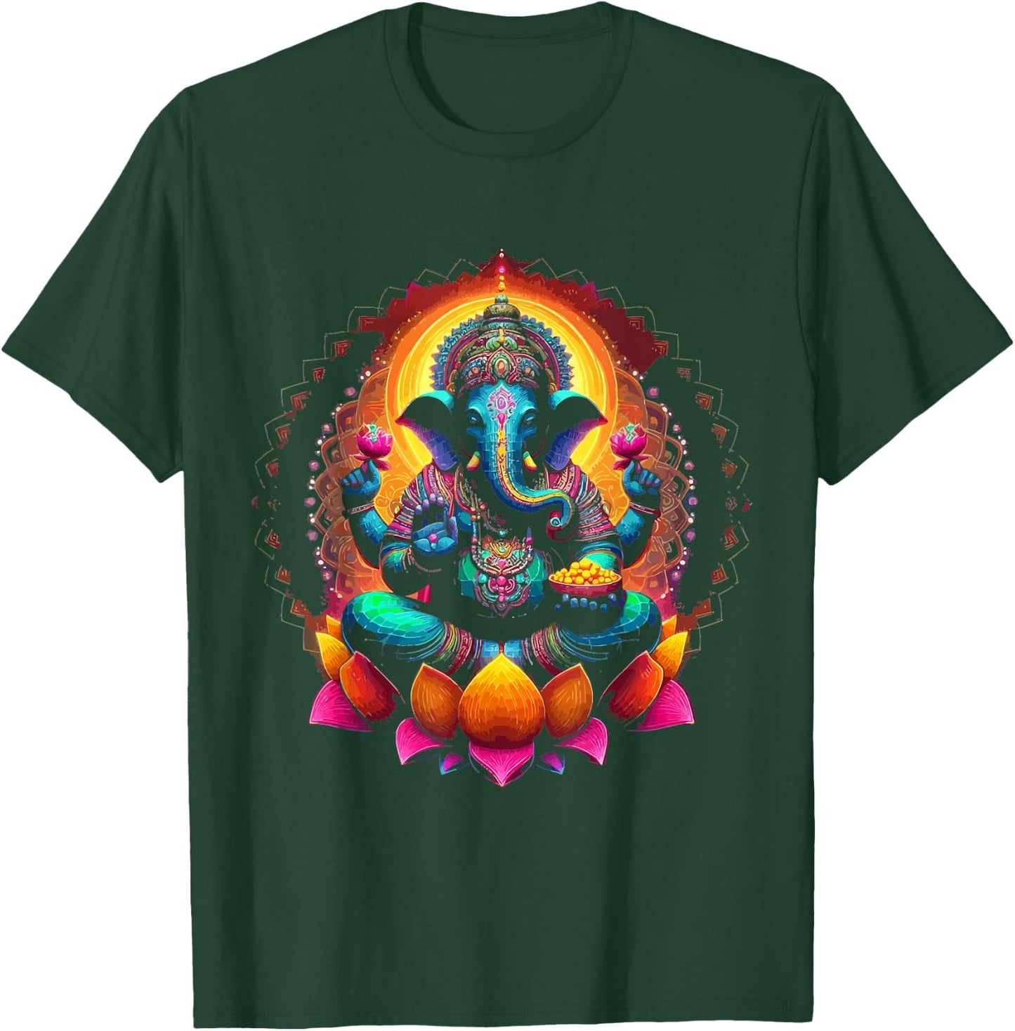 Ganesh Symbol Yoga Hindu Elephant God Ganesha Puja , black T-Shirt - T-Shirt | Forest