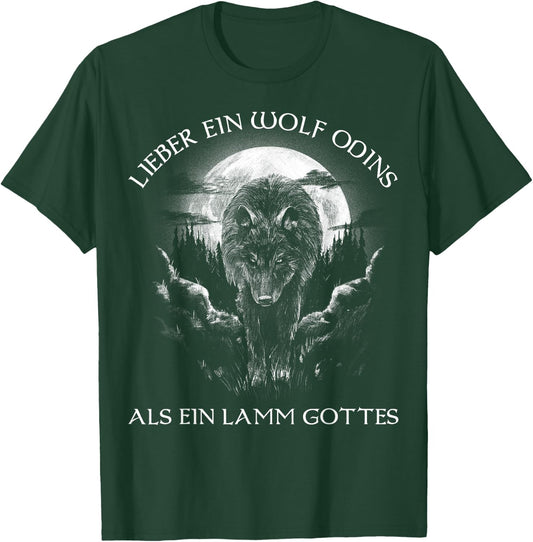Lieber ein Wolf Odins als ein Lamm Gottes Nordic , black T-Shirt - T-Shirt | Forest