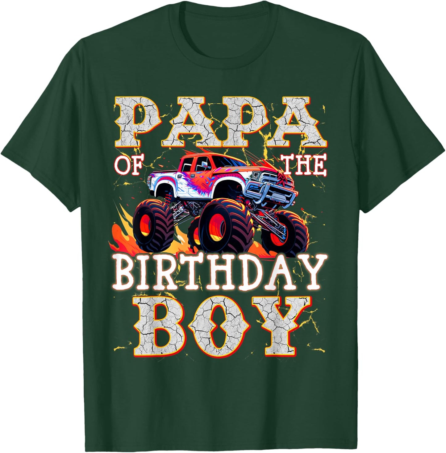 Papa of The Birthday Boy Monster Truck Birthday T-Shirt - T-Shirt | Forest