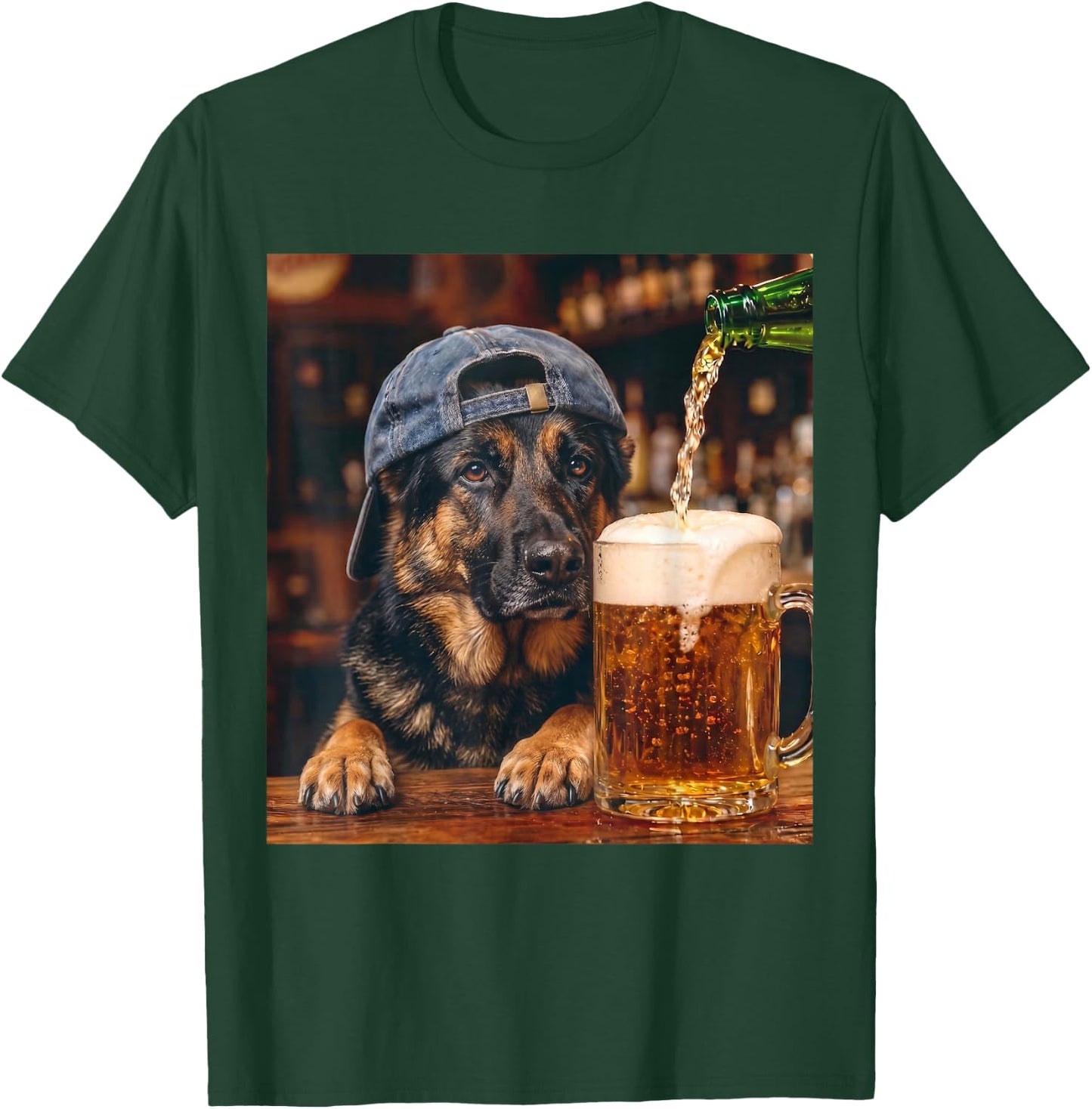 German Shepherd Drinking Beer Funny Dog Meme T-Shirt - T-Shirt | Forest