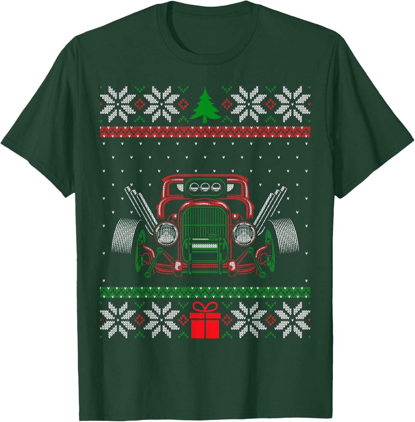 Custom Hot Rod Garage Ugly Christmas Vintage Hotrod Car Guy T-Shirt - T-Shirt | Forest