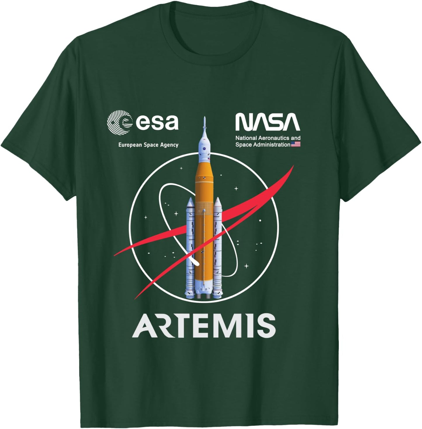 NASA Artemis Mission SLS Worm and ESA Logo Langarmshirt T-Shirt - T-Shirt | Forest