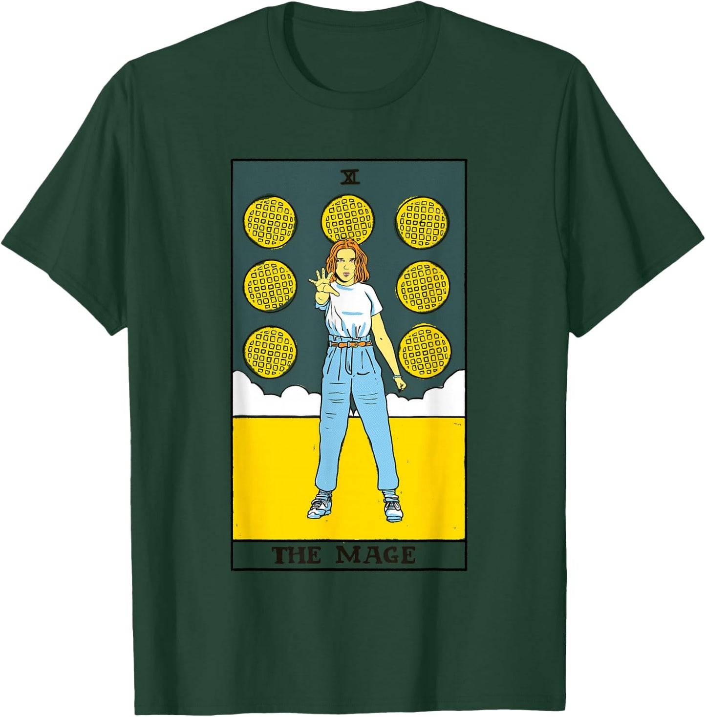 Stranger Things Eleven Vintage The Mage Celestial Tarot Card T-Shirt - T-Shirt | Forest