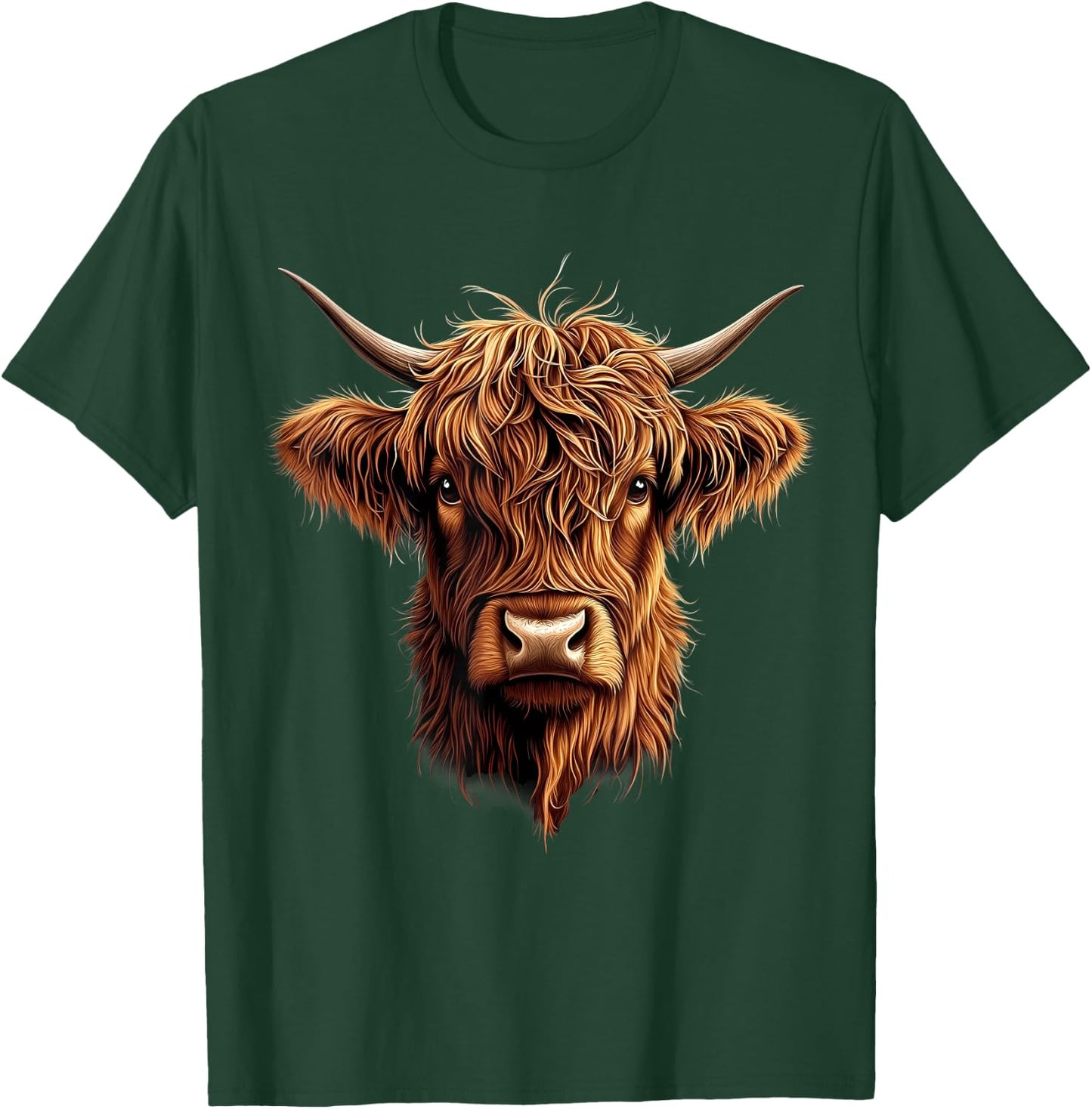 Scottish Highland Cow Messy Bun Scottish Highlander Cow T-Shirt - T-Shirt | Forest