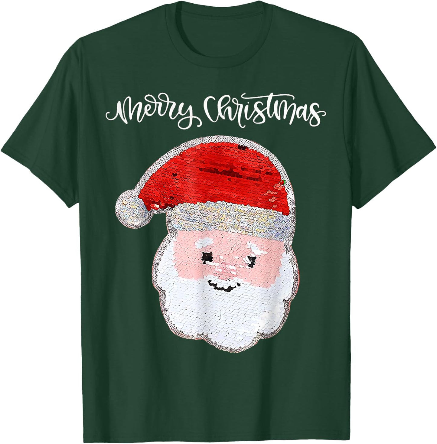 Christmas for Girls and Boys Flip Sequin Santa Ugly Xmas T-Shirt - T-Shirt | Forest