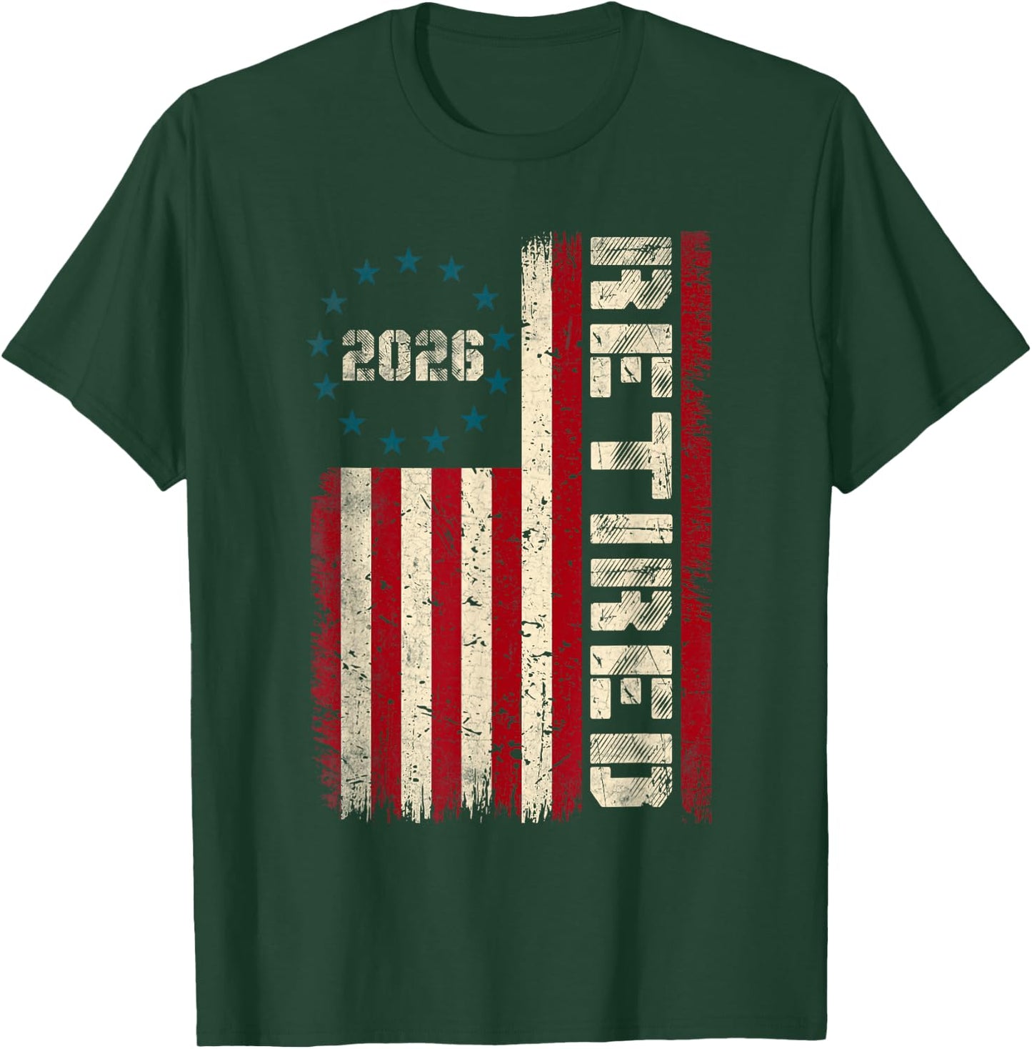 Vintage Retired 2026 American Flag Retirement 2026 Gifts Men T-Shirt - T-Shirt | Forest
