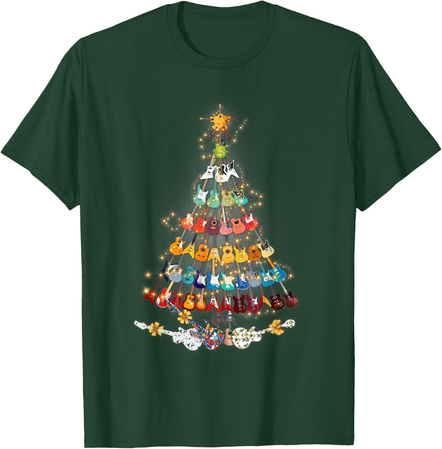 Christmas Guitar Tree - Xmas Guitarist Musician Gift T-Shirt - T-Shirt | Forest