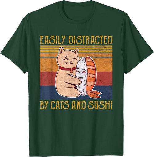 Cat Sushi Lover Gift Easily Distracted By Cats and Sushi