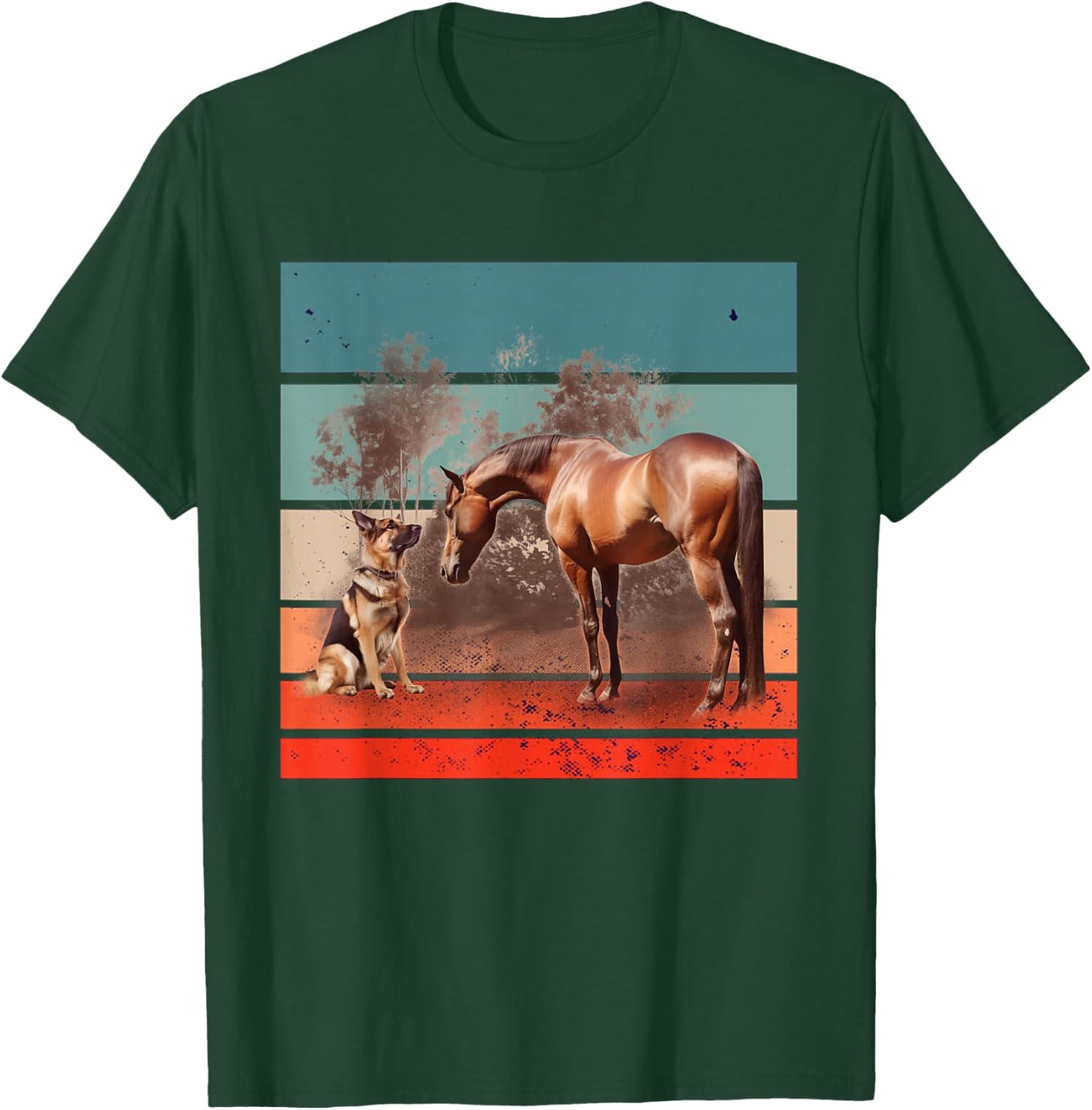 German Shepherd horse dog animal interaction nature friendly T-Shirt - T-Shirt | Forest