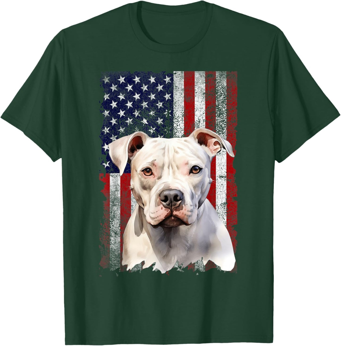 American Bulldog Dog 4th of July American Flag Patriotic Women Kids T-Shirt - T-Shirt | Forest