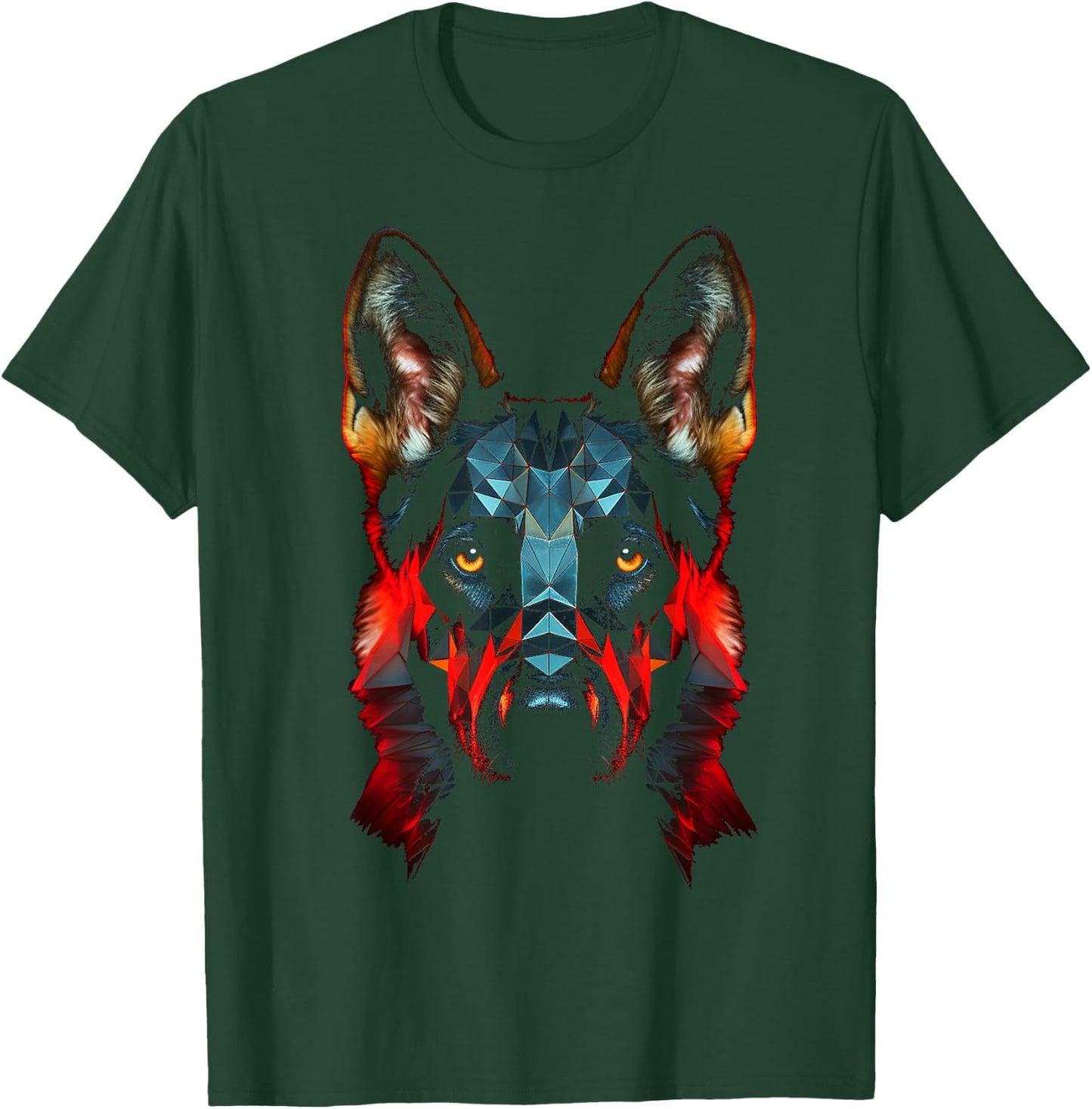 German Shepherd Dog Polygon Face Pet Art German Shepherd T-Shirt - T-Shirt | Forest