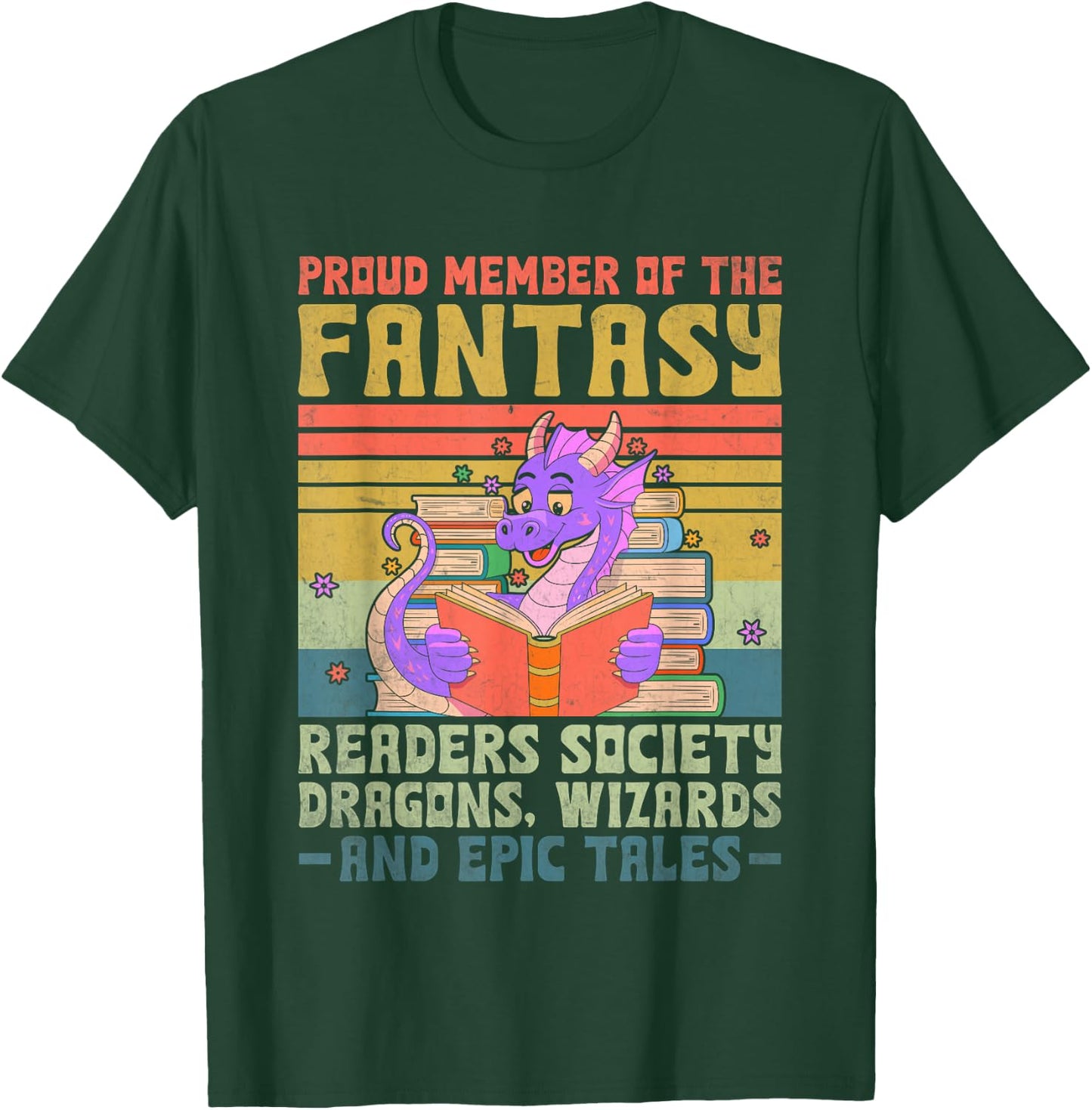Fantasy Reader Society Reading Book Retro Bookworm Reader T-Shirt - T-Shirt | Forest