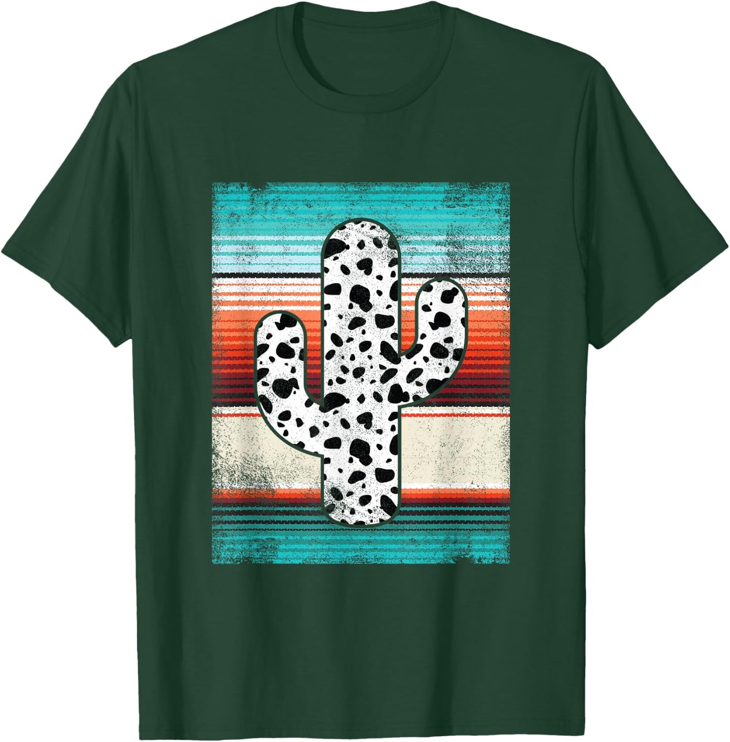 Funny Western Cactus Leopard Cheetah Print Turquoise Serape T-Shirt - T-Shirt | Forest