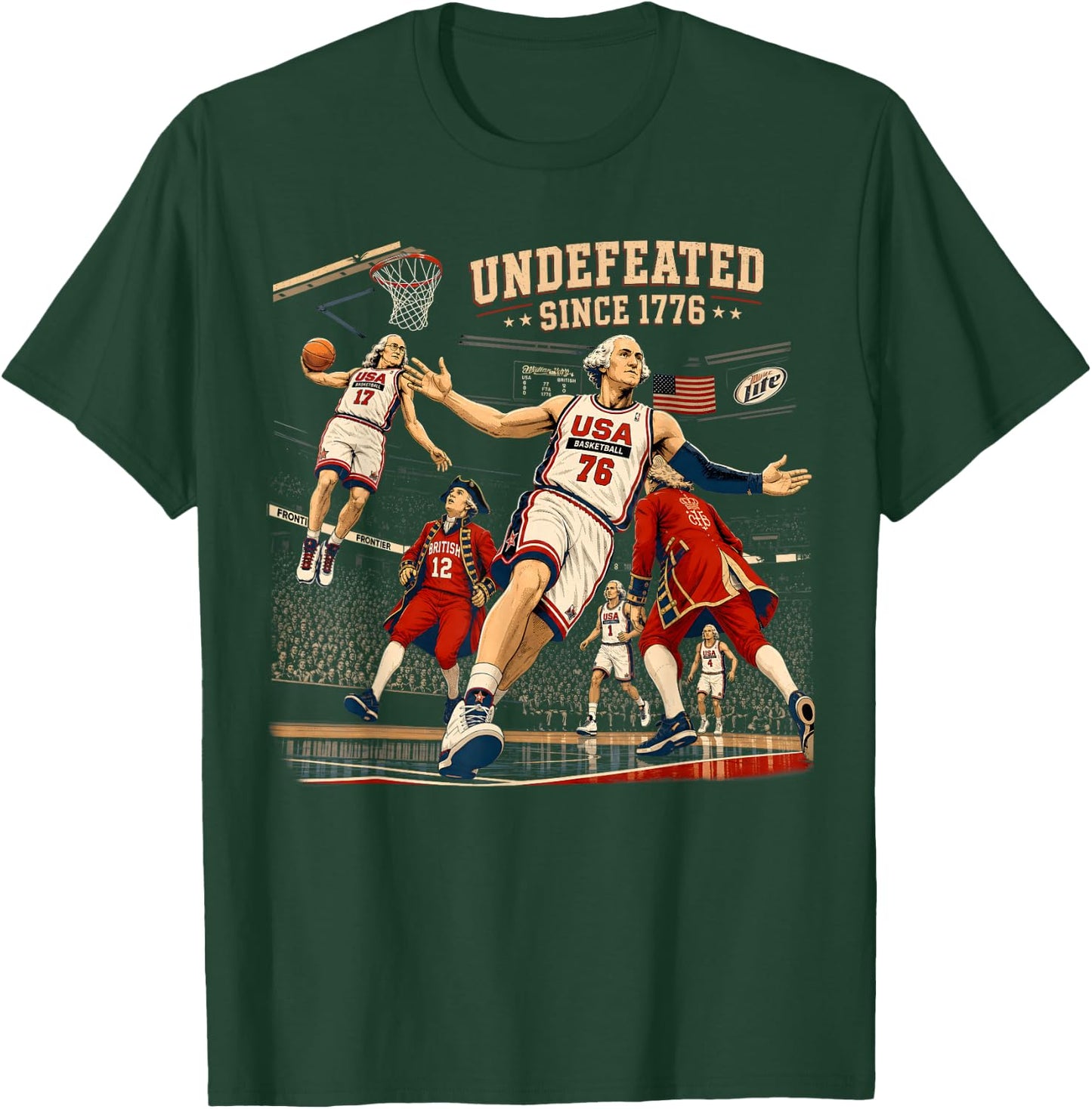 4th of July Basketball Undefeated Since 1776 250 Years Funny T-Shirt - T-Shirt | Forest